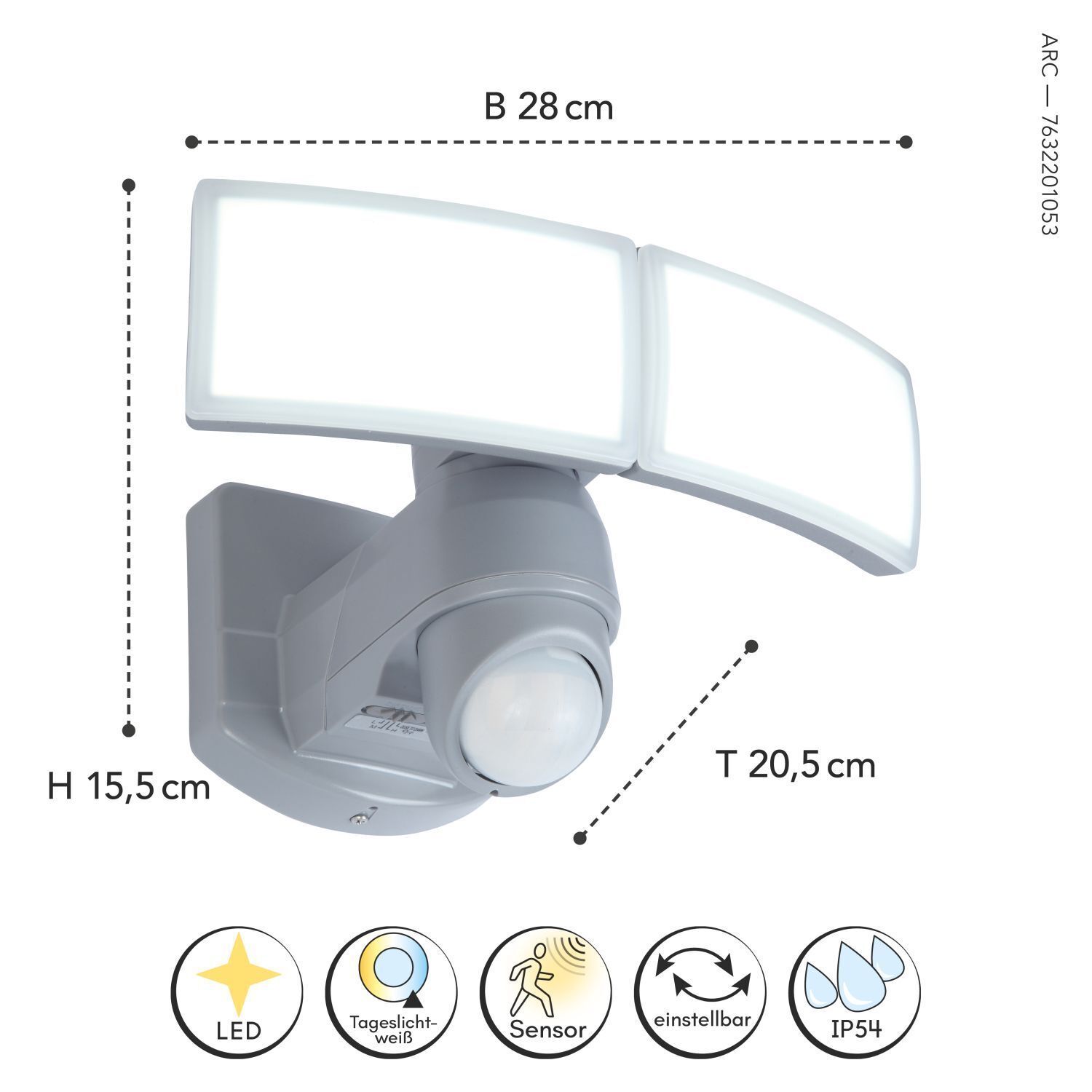 LED Wandlampe mit Bewegungssensor 1200 lm IP54 flexibel