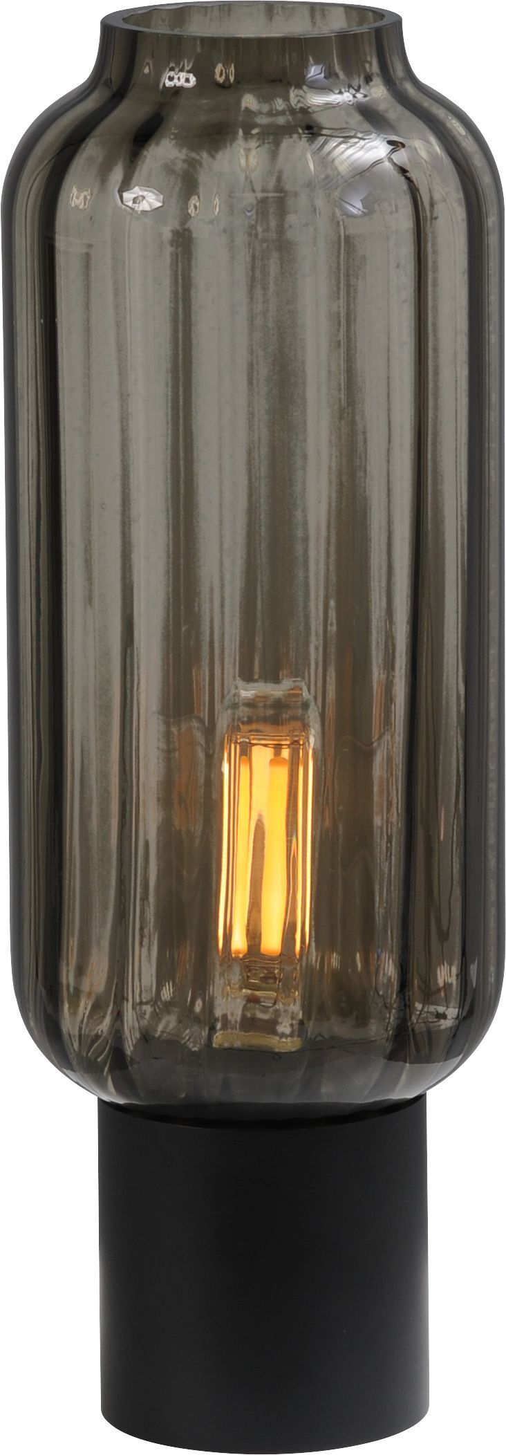 Tischleuchte Rauchglas Metall 43 cm Schwarz E27