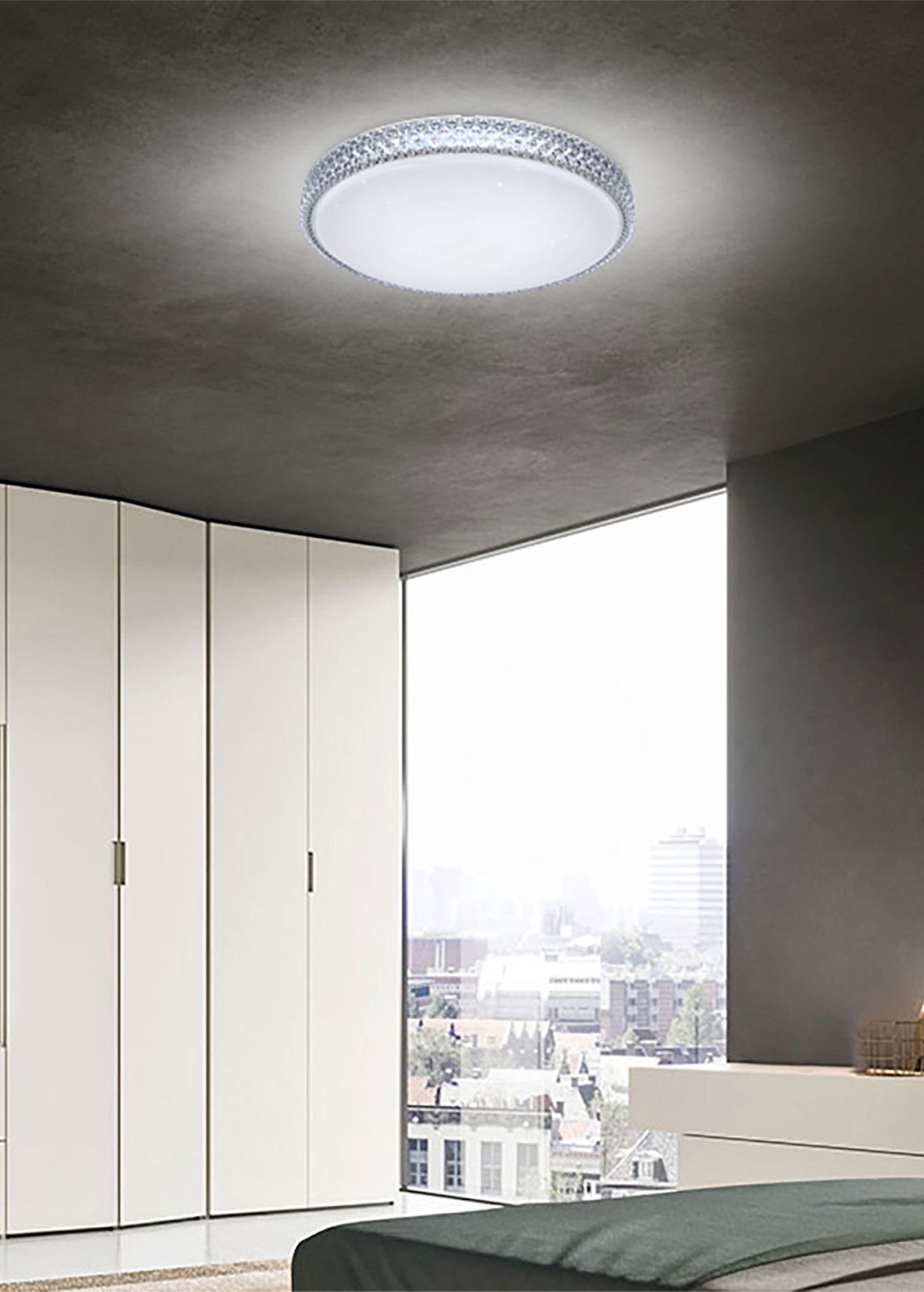 LED Deckenlampe rund Ø 40 cm Sternenhimmel 4000 K Weiß Deckenleuchte