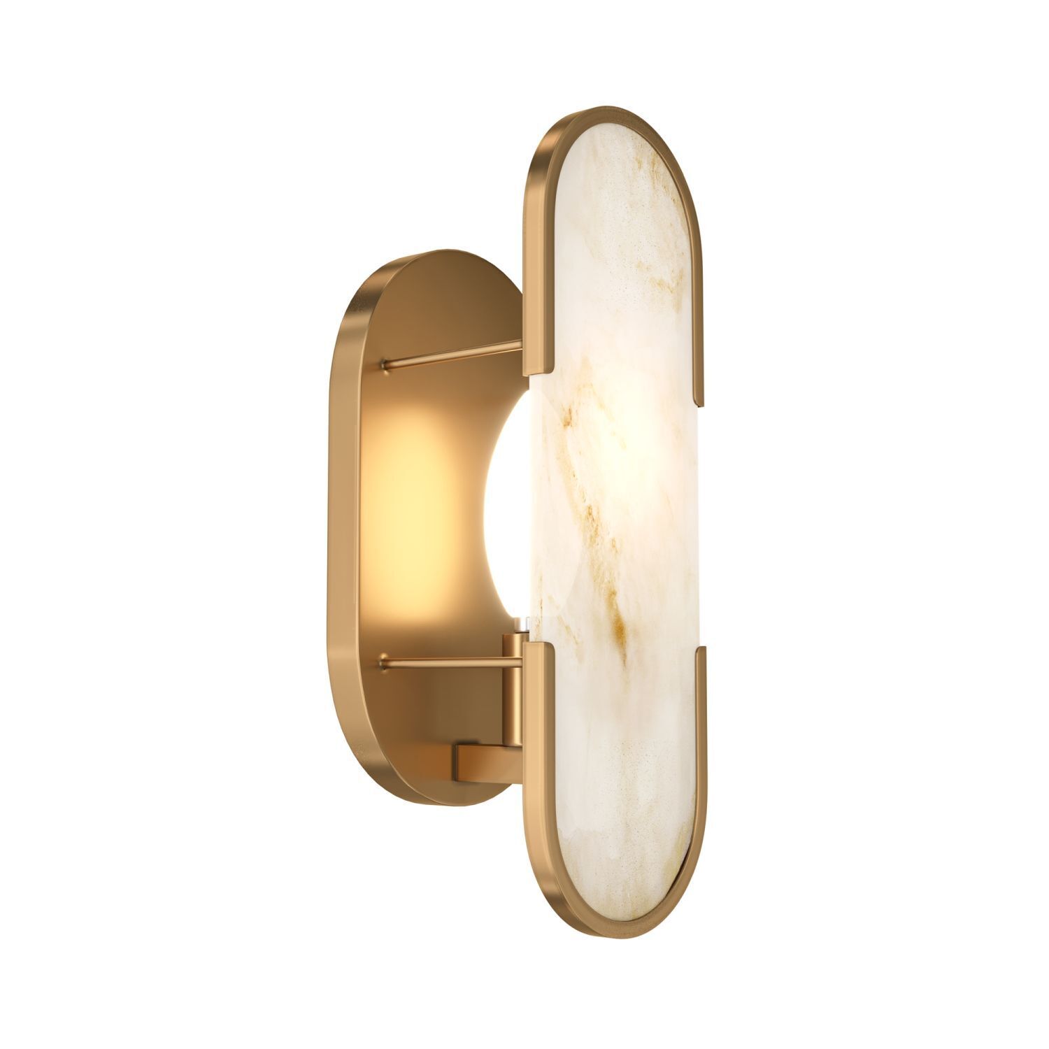 Wandleuchte Metall E14 H: 30,5 cm in Gold Weiß (Stein)