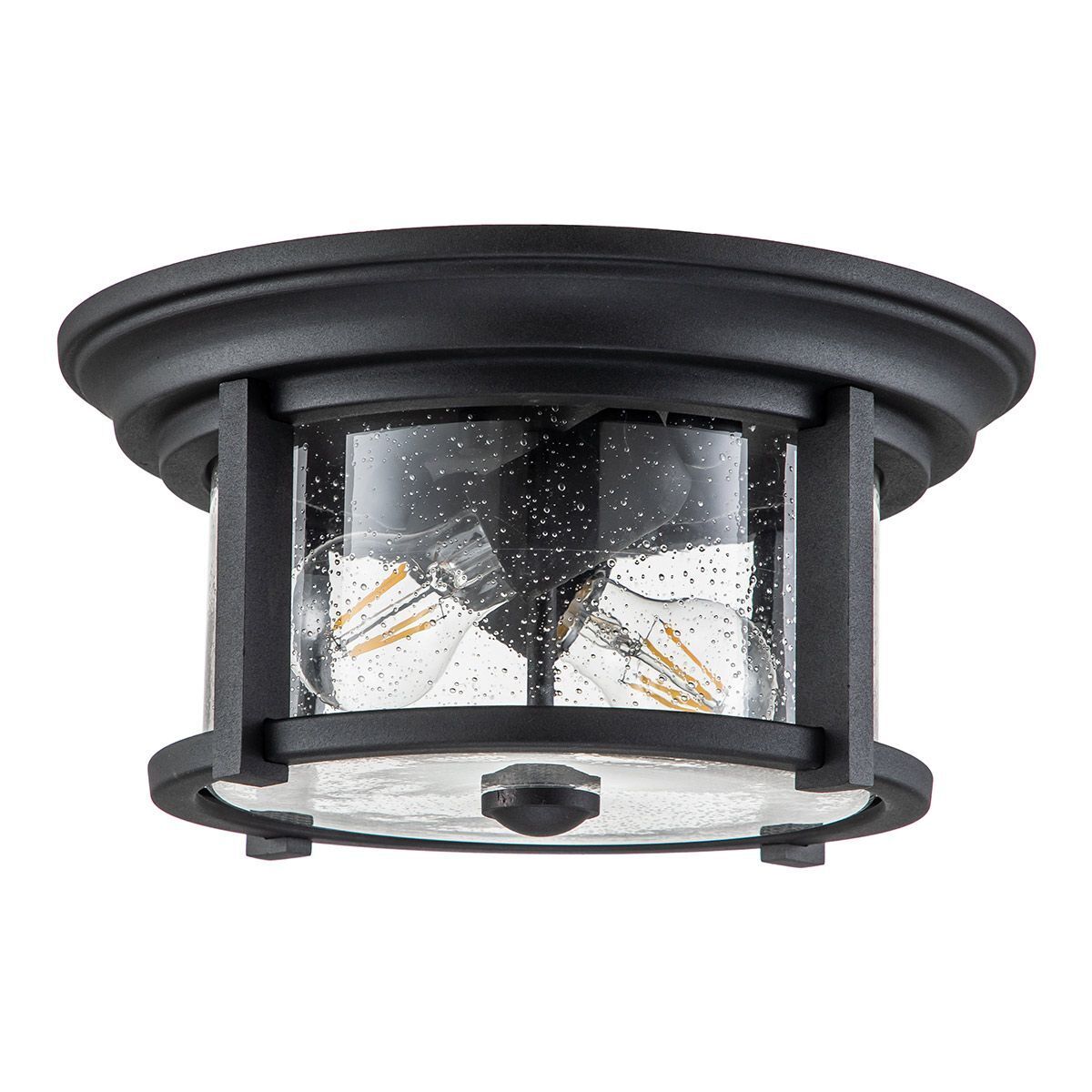 Deckenlampe außen rund Ø 33 cm Schwarz Transparent IP44 Deckenleuchte