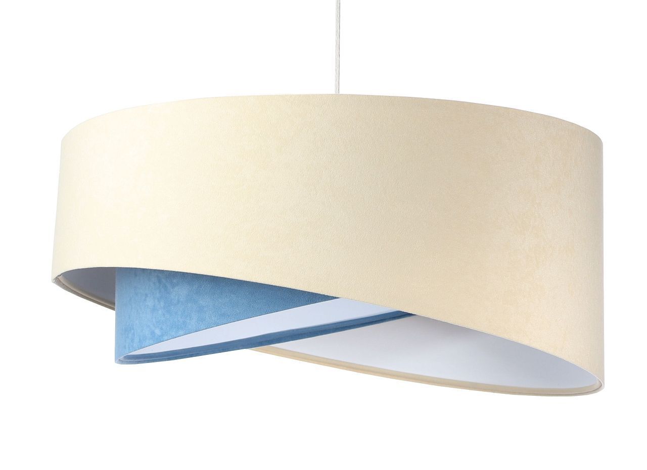 Hängeleuchte Stoff Velours Optik rund Ø 50 cm E27 Creme Blau Lampe