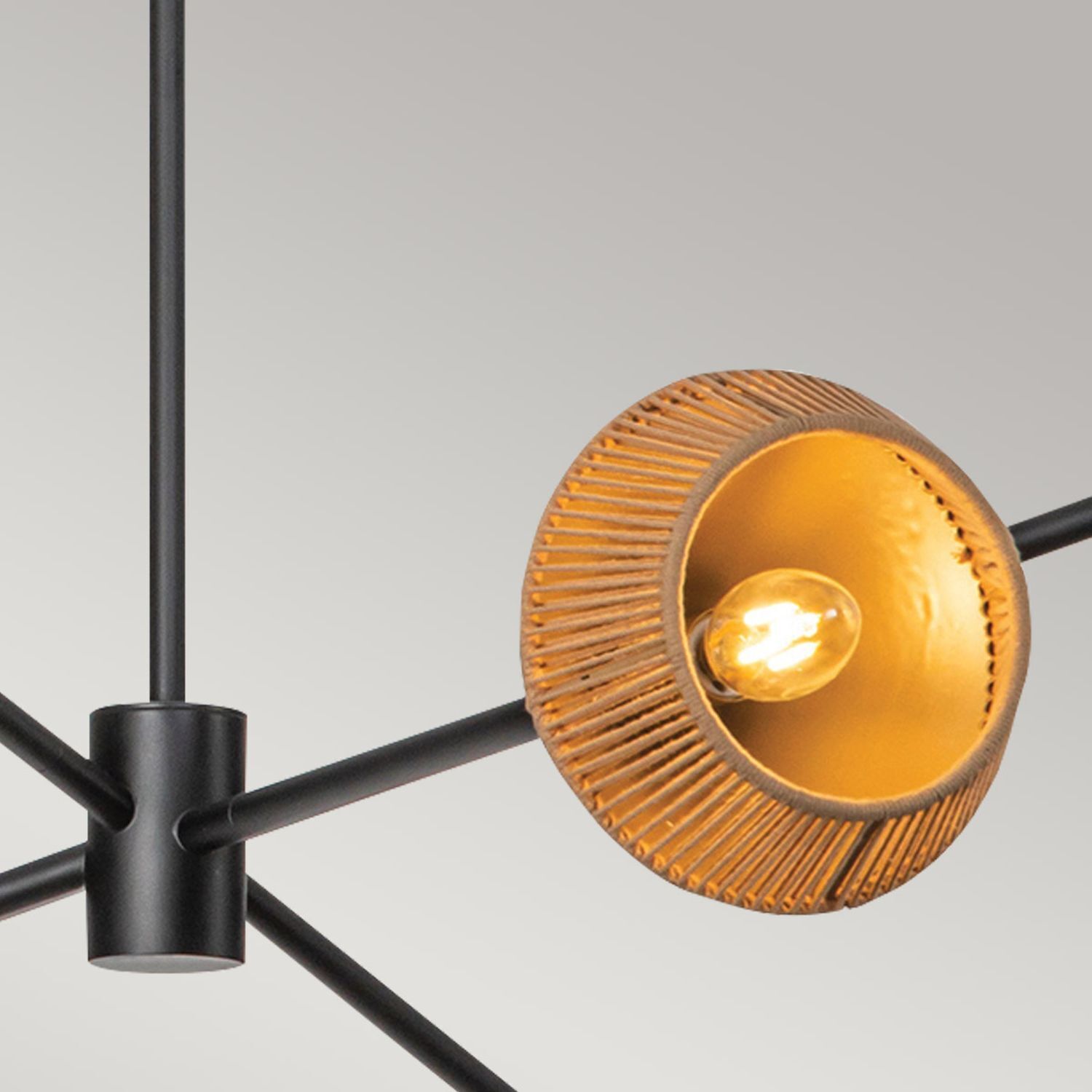 Hängeleuchte Metall Seil H: max. 162,5 cm Schwarz Beige E14 Beleuchtung, Lampe, Kronleuchter
