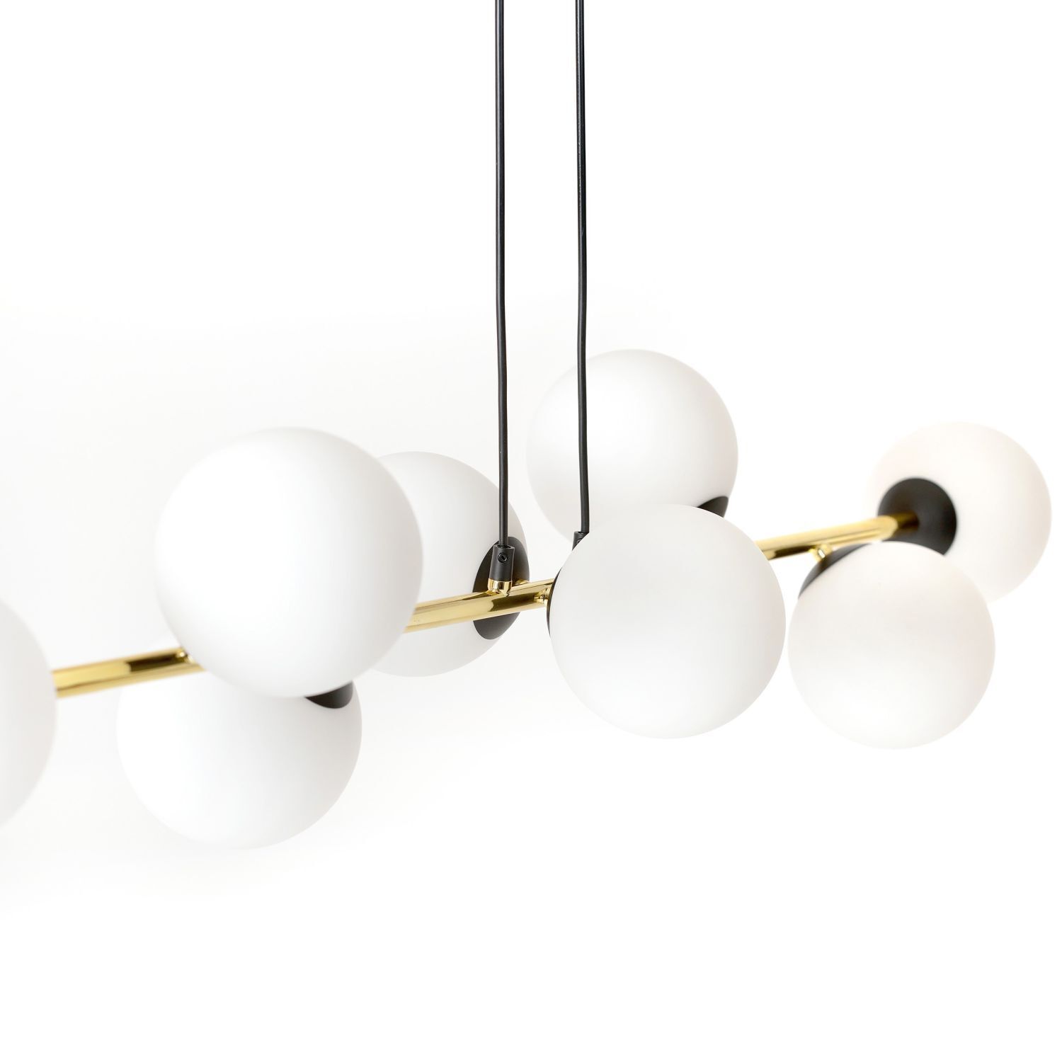 Pendelleuchte lang 140 cm E14 in Schwarz Weiß Gold