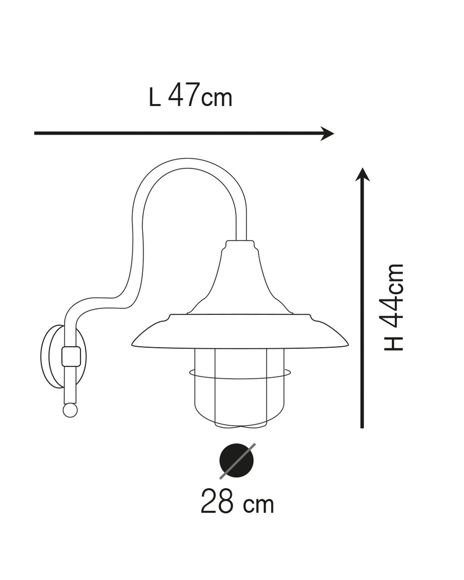 Außenleuchte Wand Echt-Messing Glas H: 44 cm IP44 E27