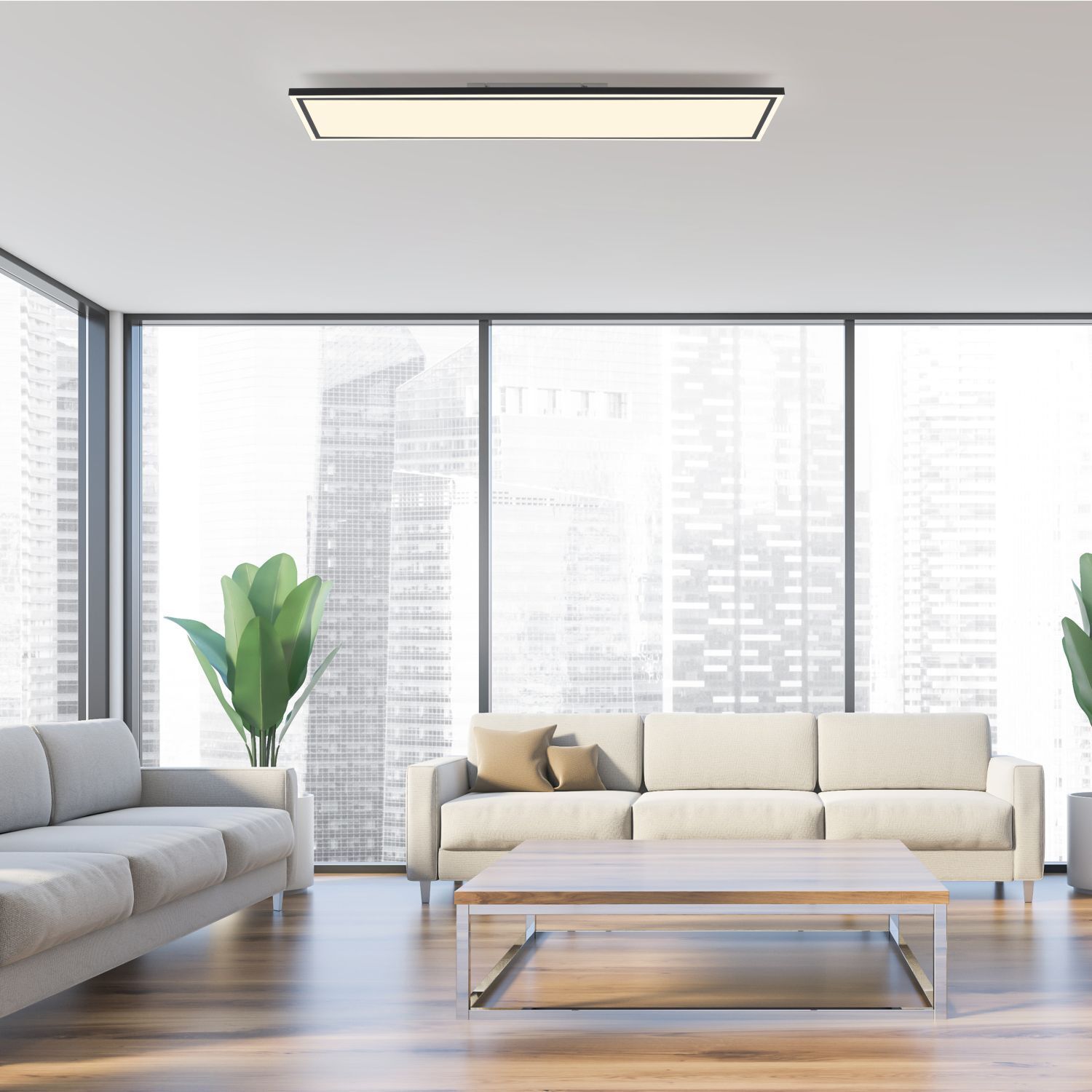 LED Deckenlampe Fernbedienung 5900 lm 120 cm dimmbar Wohnzimmer, Kaffeetisch, Tabelle, Dekoration für Zuhause, Innenarchitektur