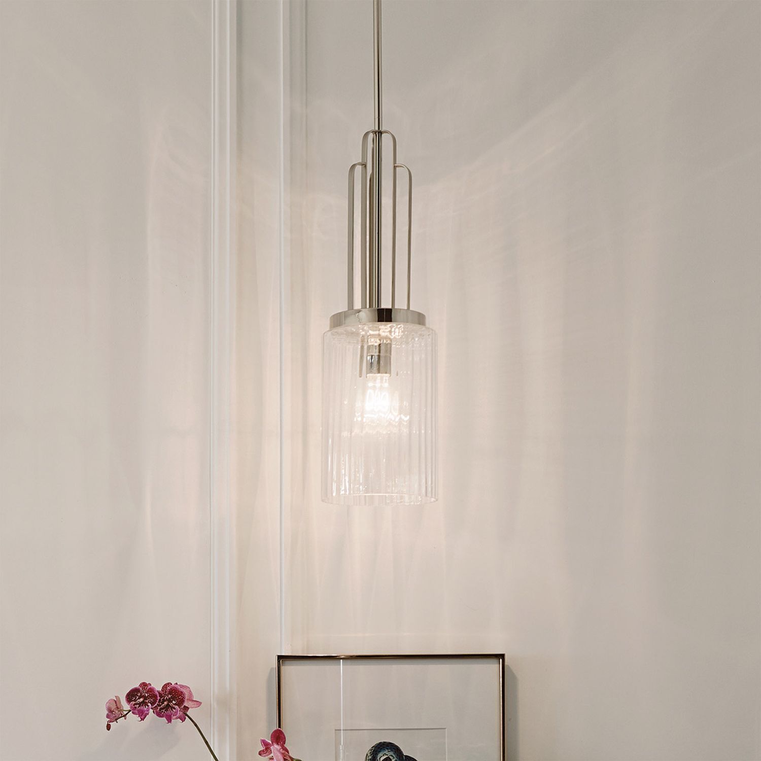 Hängelampe Glasschirm Ø 17,8 cm H: max. 176,5 cm Art Déco