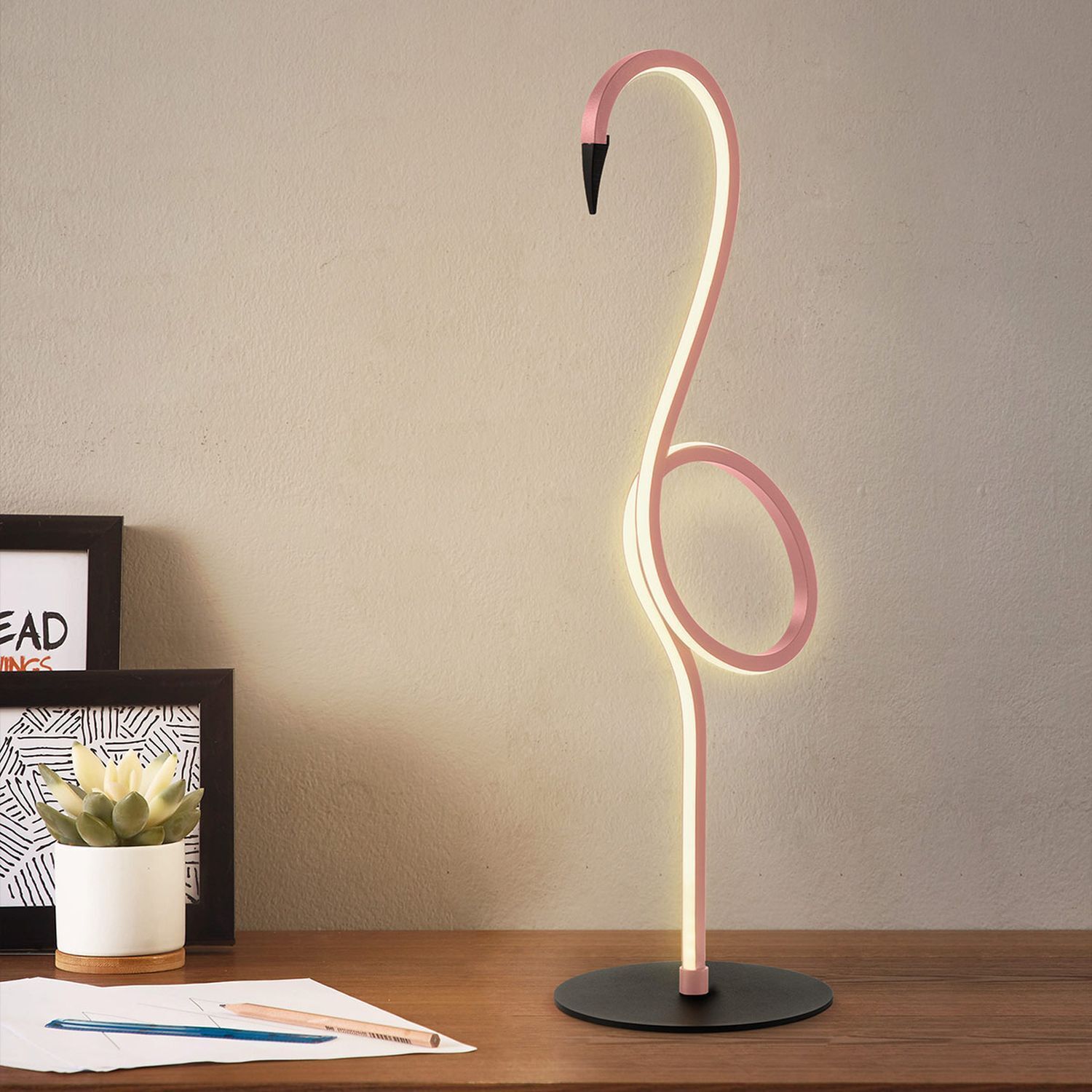 LED Tischleuchte Flamingo 3000 K Metall 50 cm hoch Pink Lampe