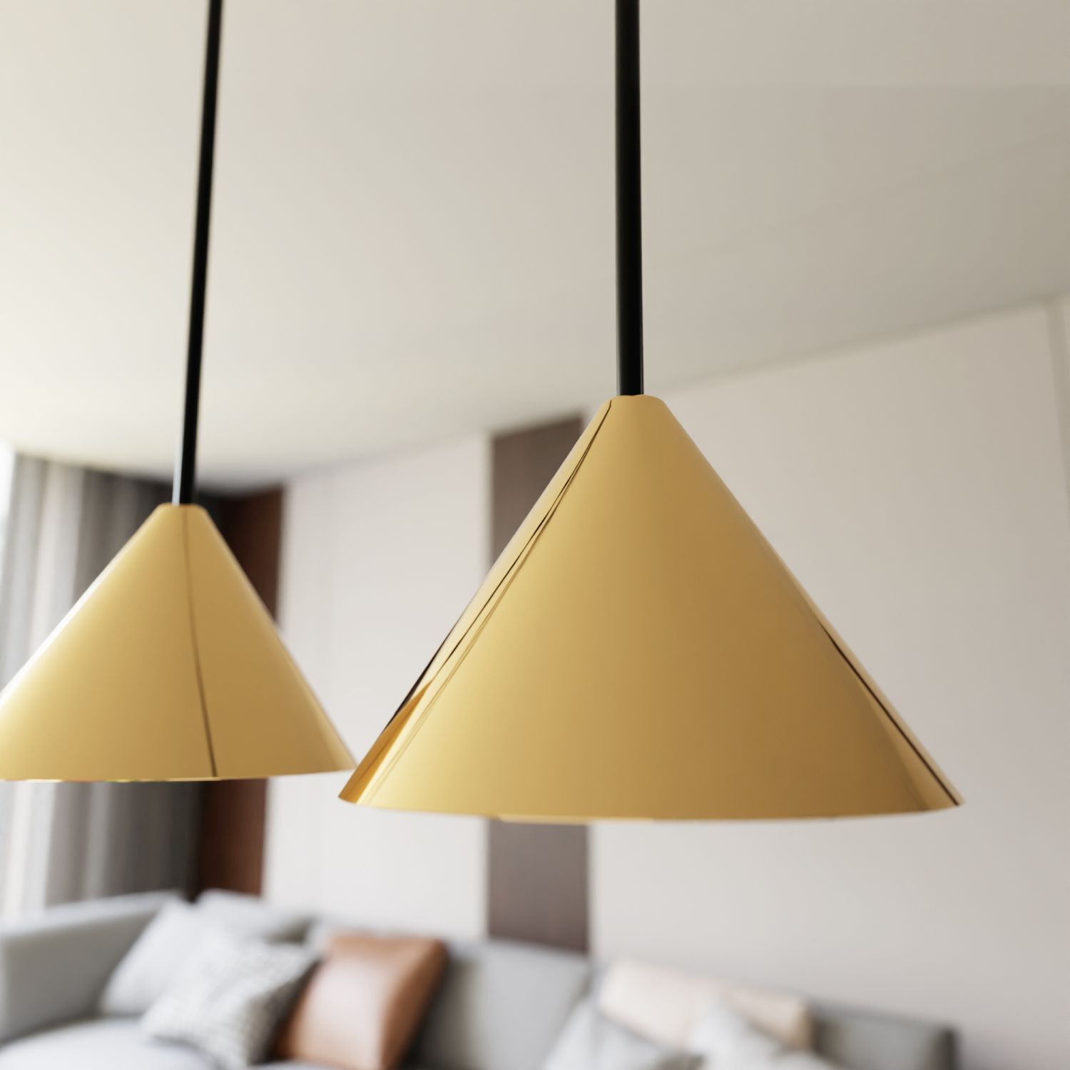 Hängeleuchte Schwarz Gold B: 90 cm H: max. 100 cm verstellbar