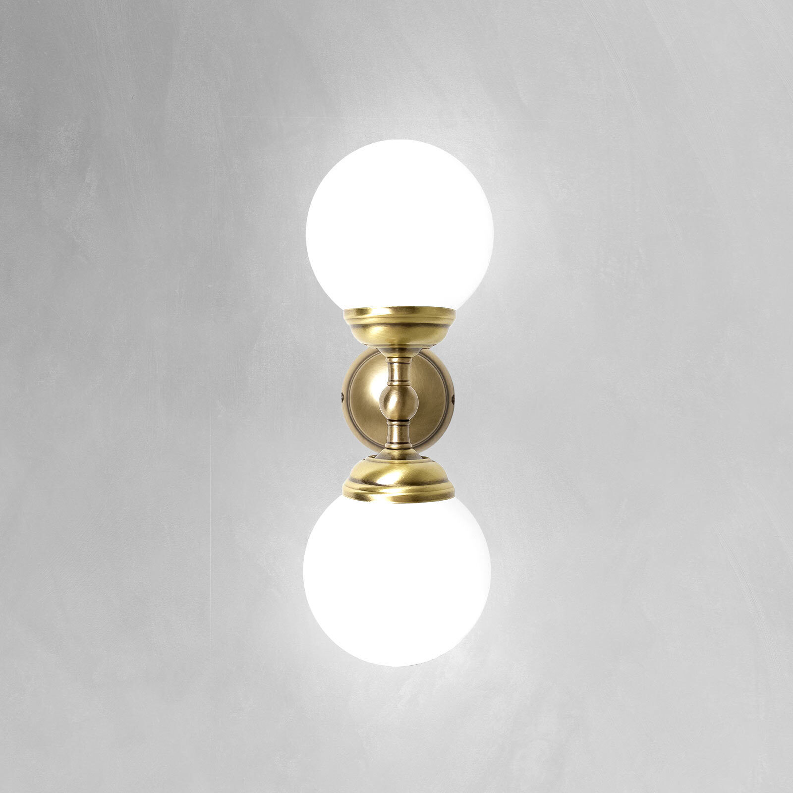 Badlampe Wand H: 36 cm 2-flammig E14 Glas Messing