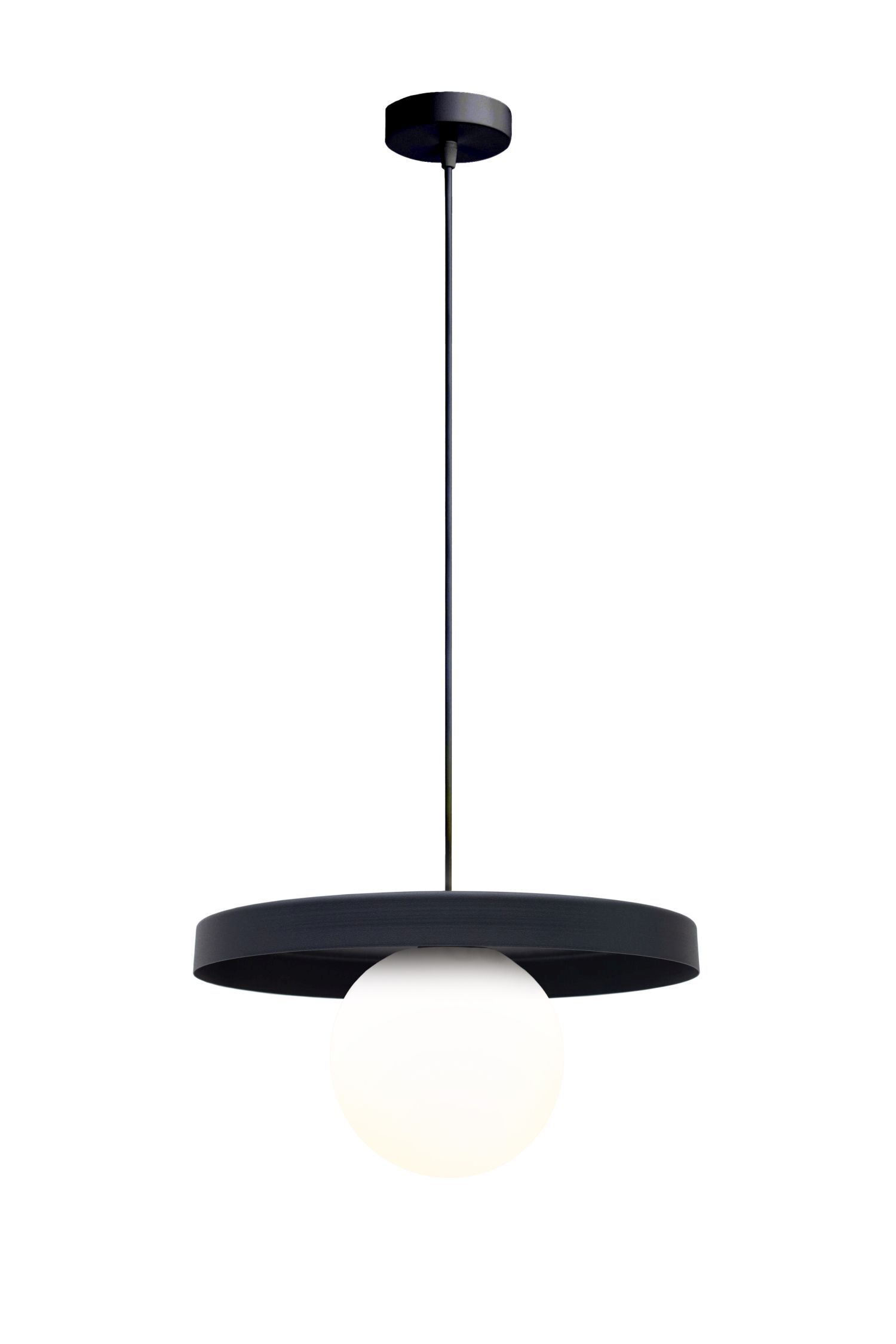 Gemütliche Hängelampe Glas Metall Schwarz E27 Ø30 cm