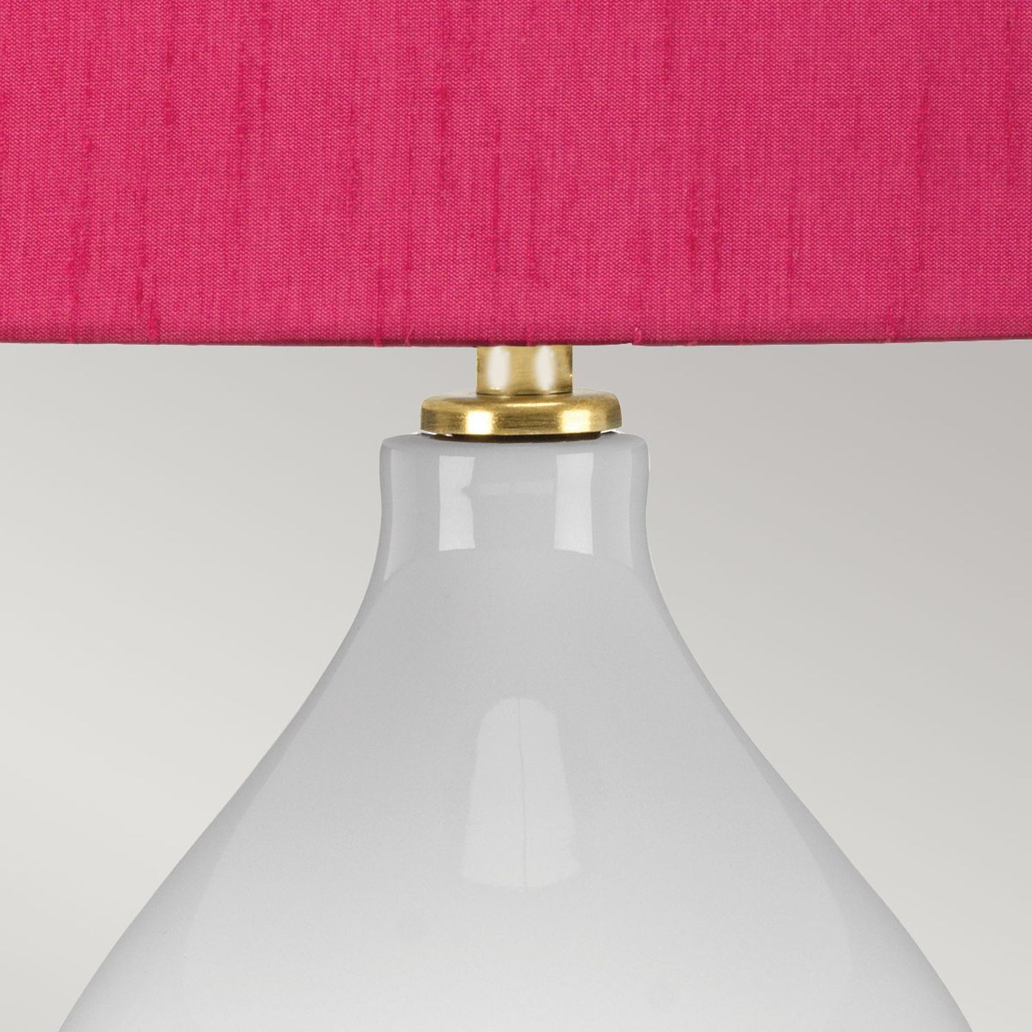 Nachttischlampe Keramik Stoff 64 cm E27 Weiß Pink Tischlampe, Lampenschirm, Metallfassung, Weißglaslampe, Farbakzent-rot