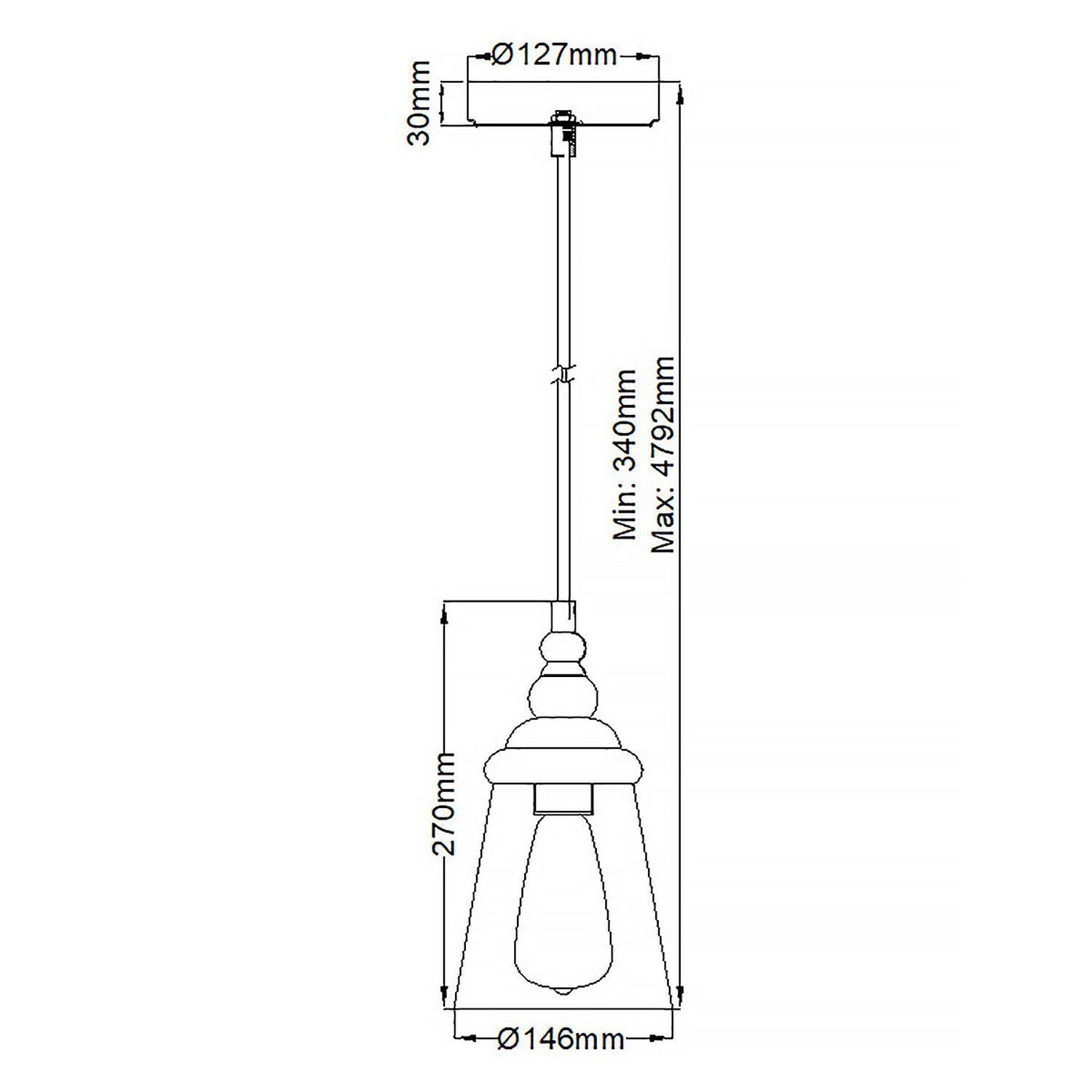 Hängelampe Glas E27 Ø 14,6 cm H: max. 479,2 cm
