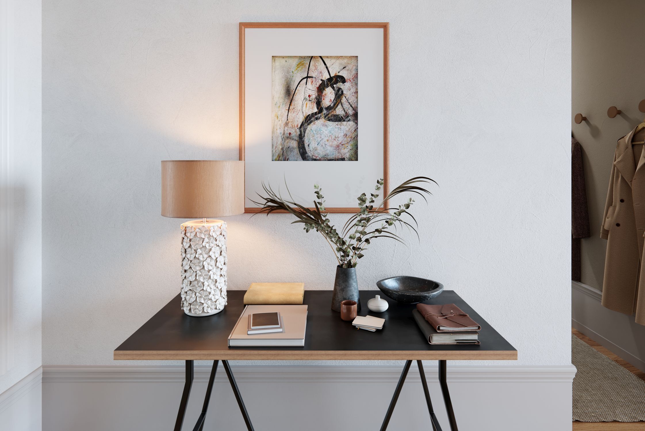 Moebel, Tabelle, Innenarchitektur, Schreibtisch, Lampe
