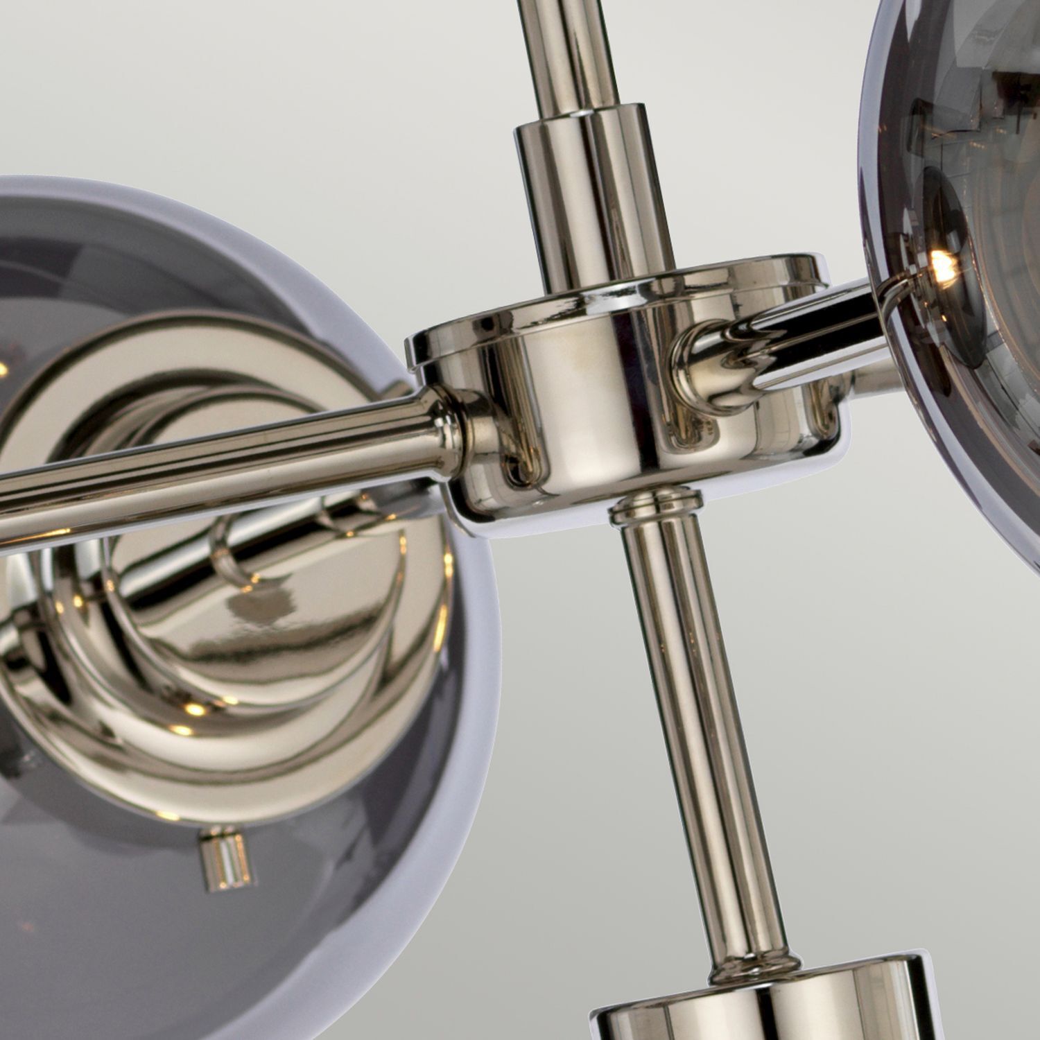 Hängelampe Grau Nickel Glas Metall Kugelschirm