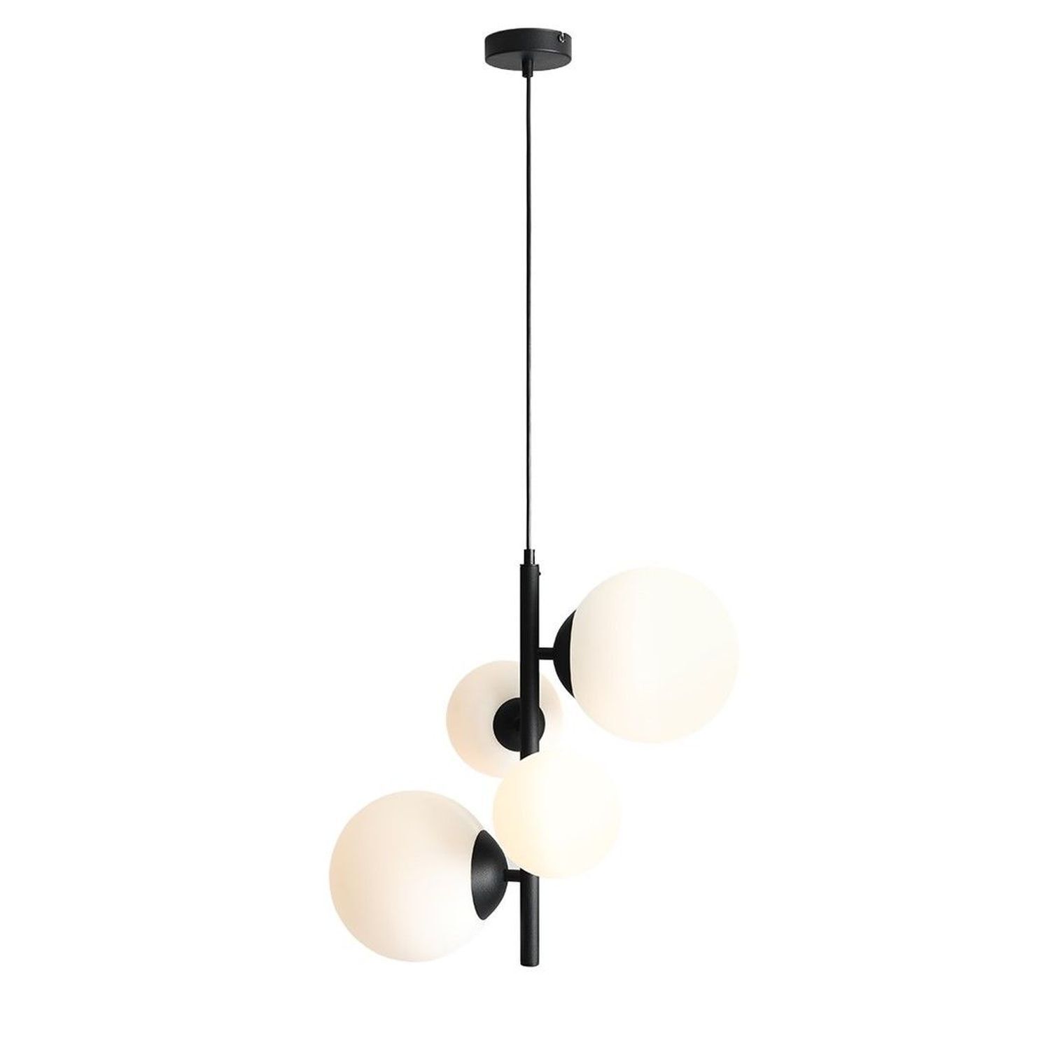 Moderne Hängelampe Schwarz Weiß 4-flammig Glas Metall