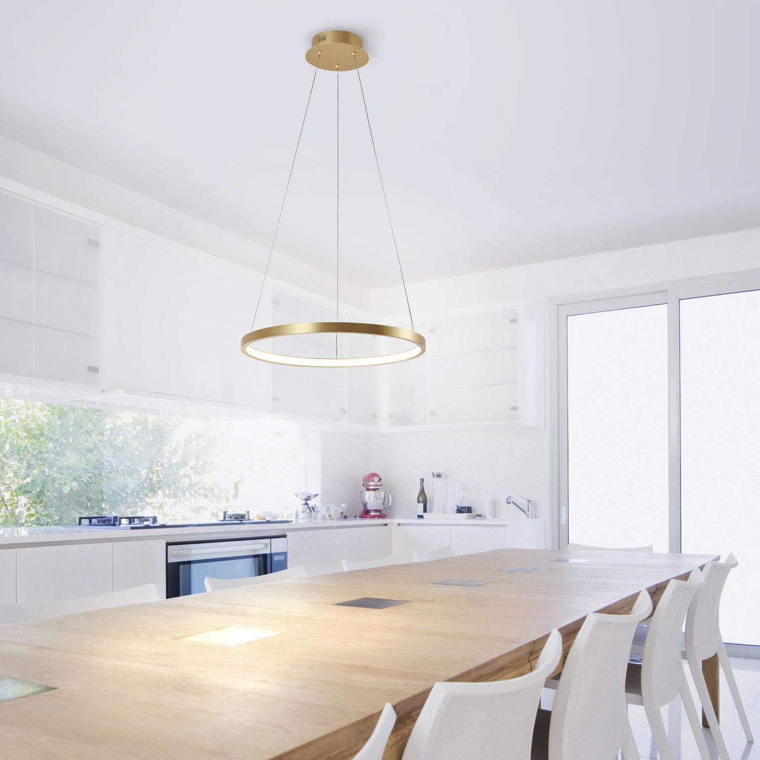 LED Hängelampe Ring in Gold Metall Ø39 cm 2450 lm 19 W