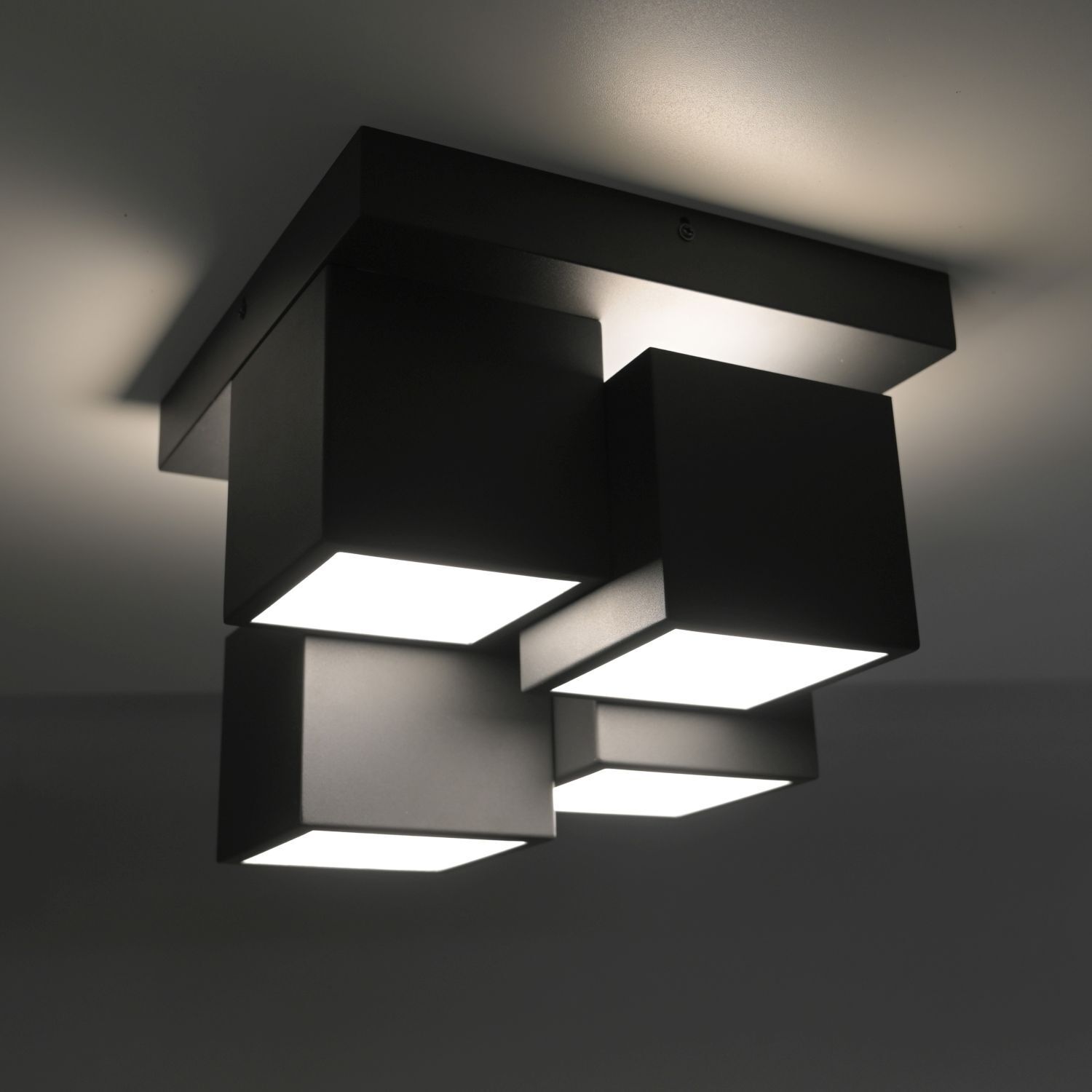 LED Deckenleuchte Metall Würfel B:30 cm 2400 lm Schwarz Deckenleuchte