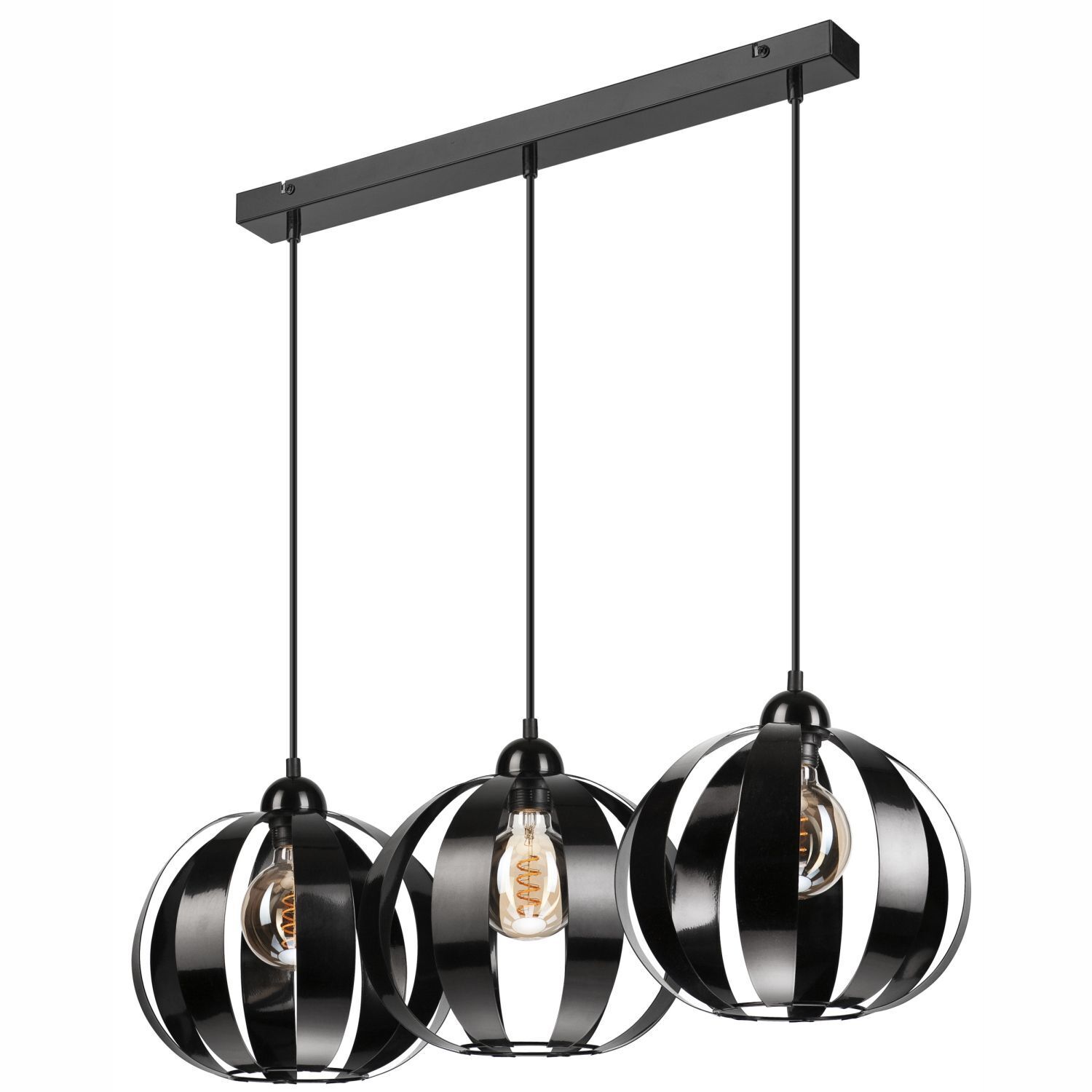 Pendelleuchte Schwarz Metall 3-flammig E27 verstellbar