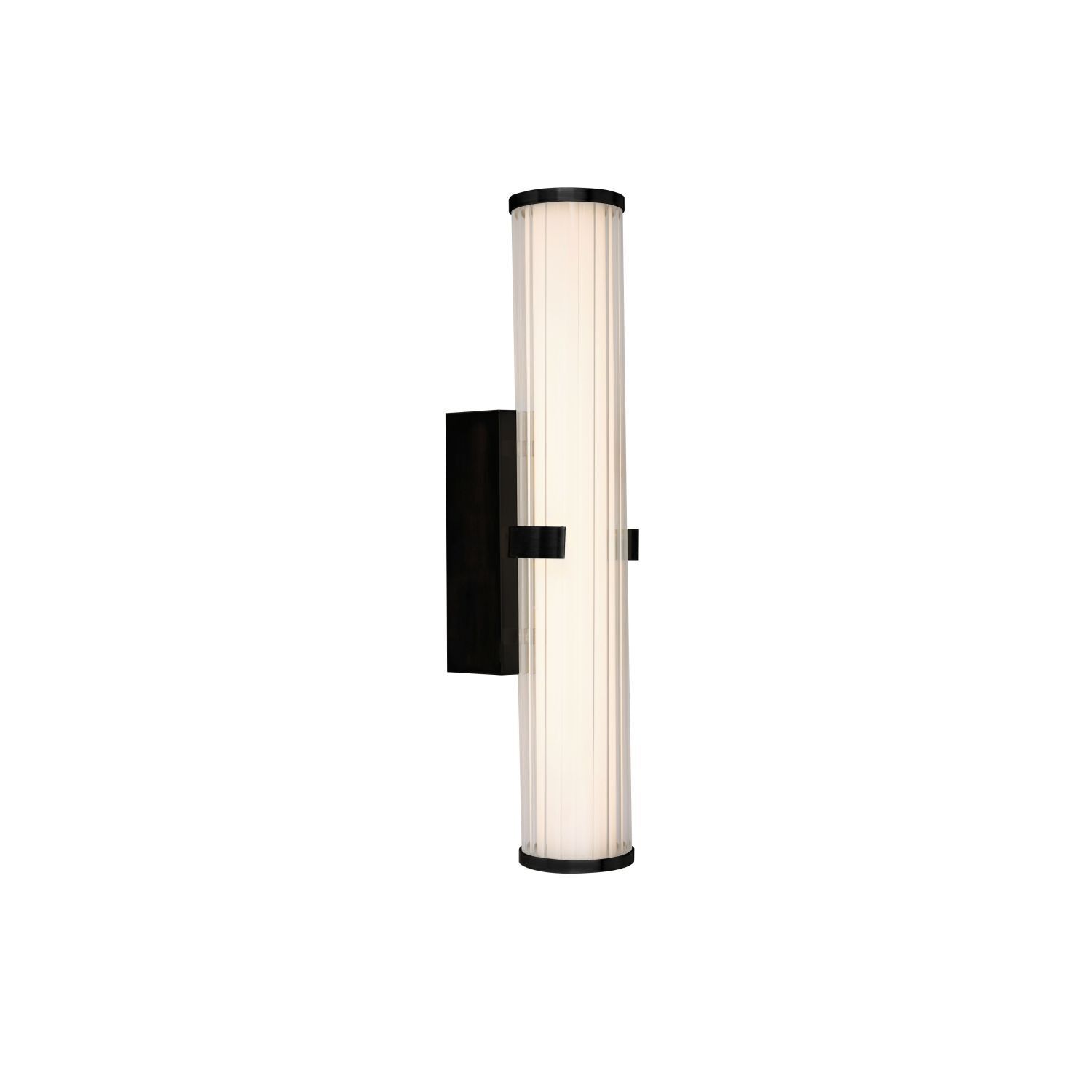 LED Spiegelleuchte IP44 Glas H: 43 cm Klar Schwarz 3000 K