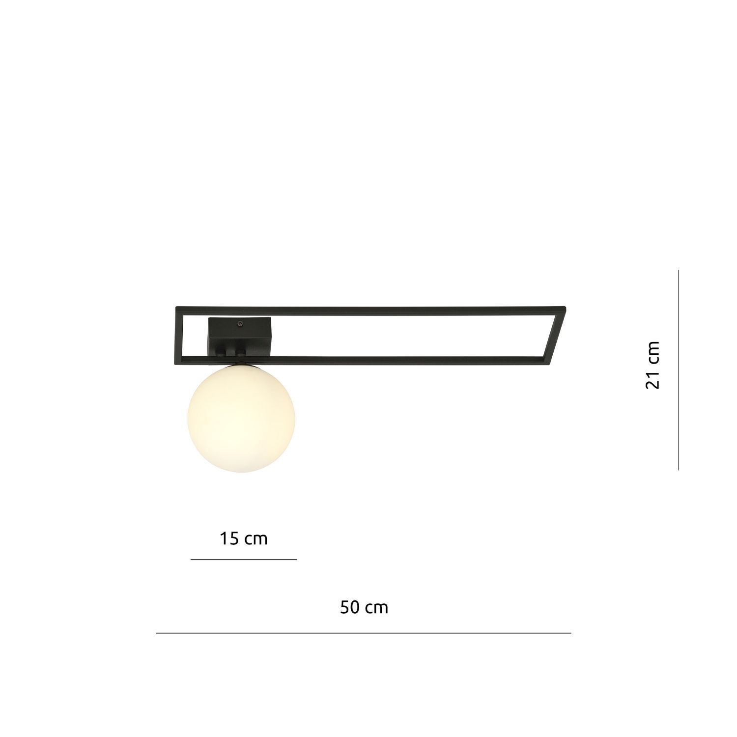 Deckenleuchte Metall Glas L: 50 cm Schwarz Weiß E14 Modern