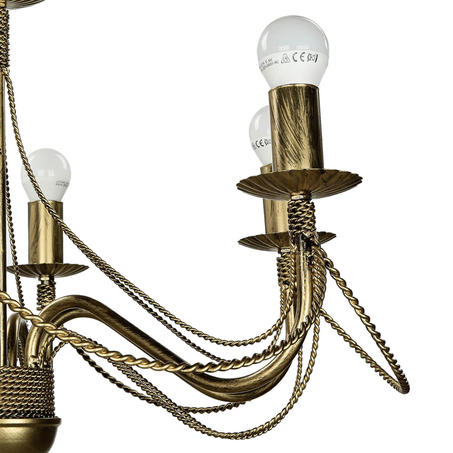 Kronleuchter Gold Metall Rustikal 6-flammig E14 Leuchter, Lampe