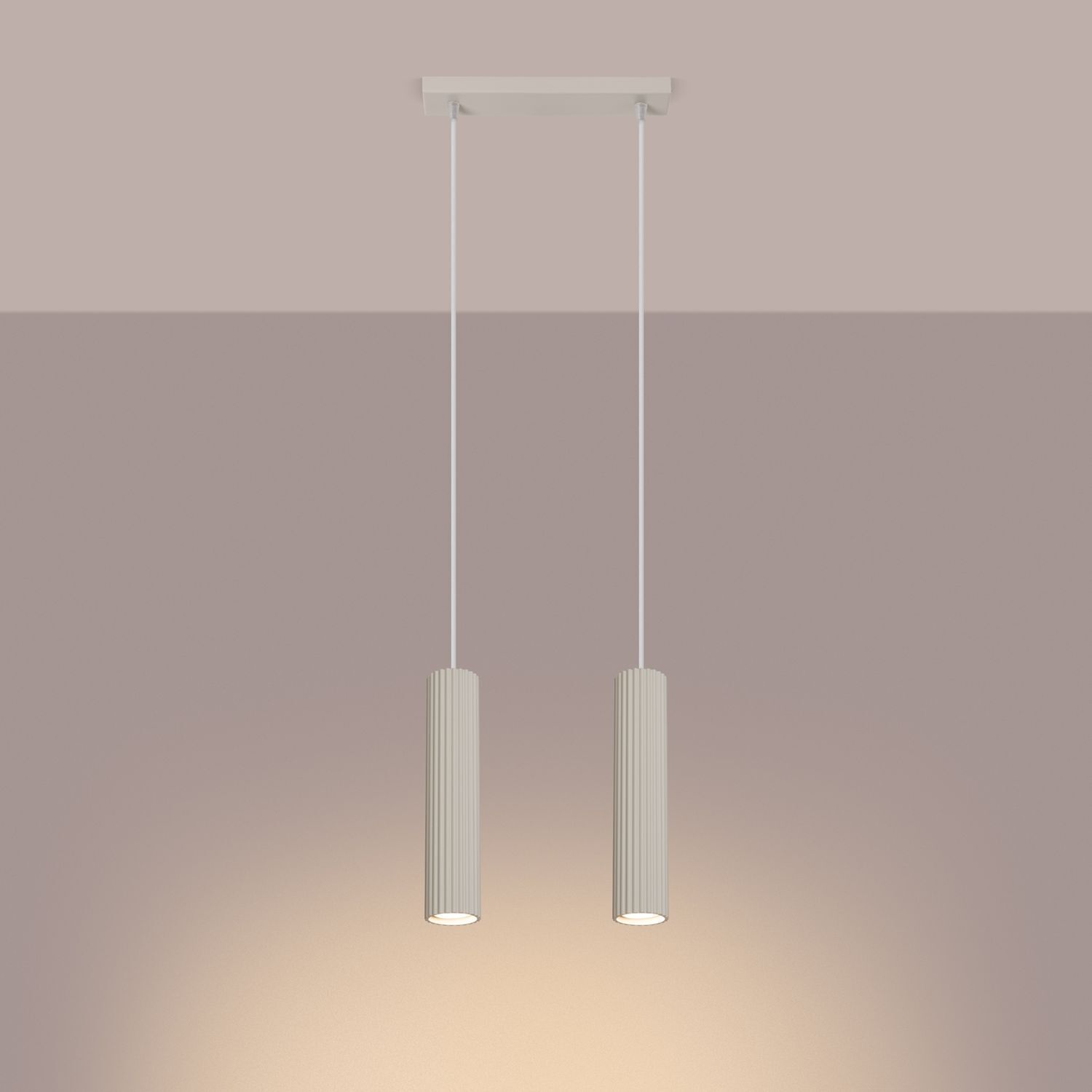 Hängelampe 2-flammig GU10 B: 30 cm schmal in Creme Modern Leuchter, Lampe