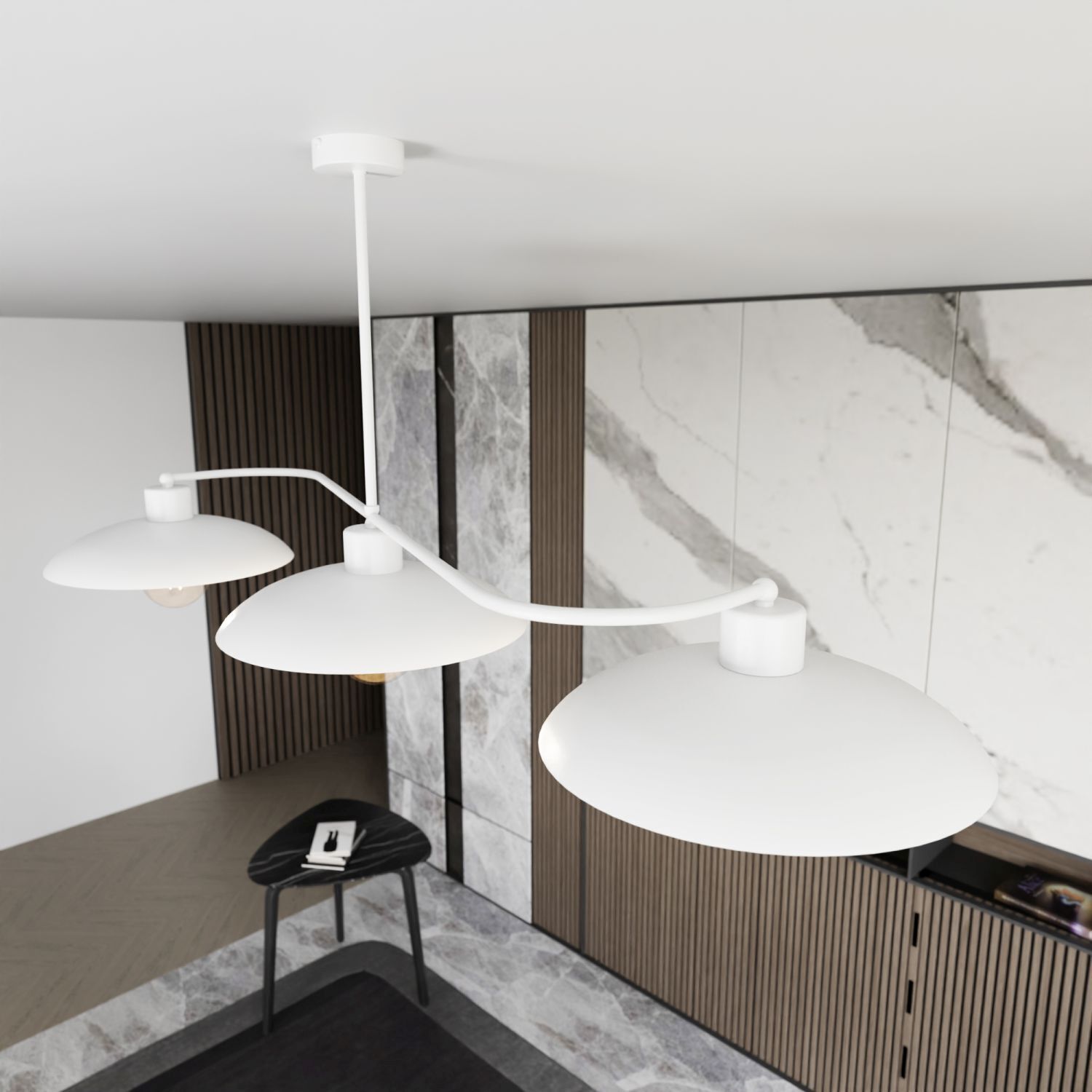 Weiße Deckenlampe 3-flammig Zeitlos E27 L:113 cm Metall