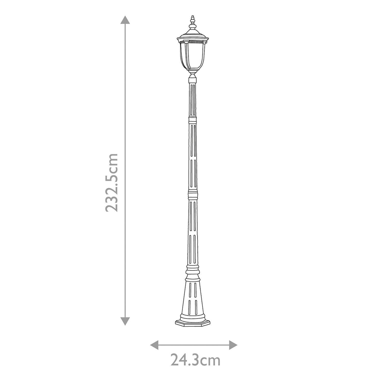 Mastleuchte Rustikal 232,5 cm hoch IP44 E27 Alu Glas