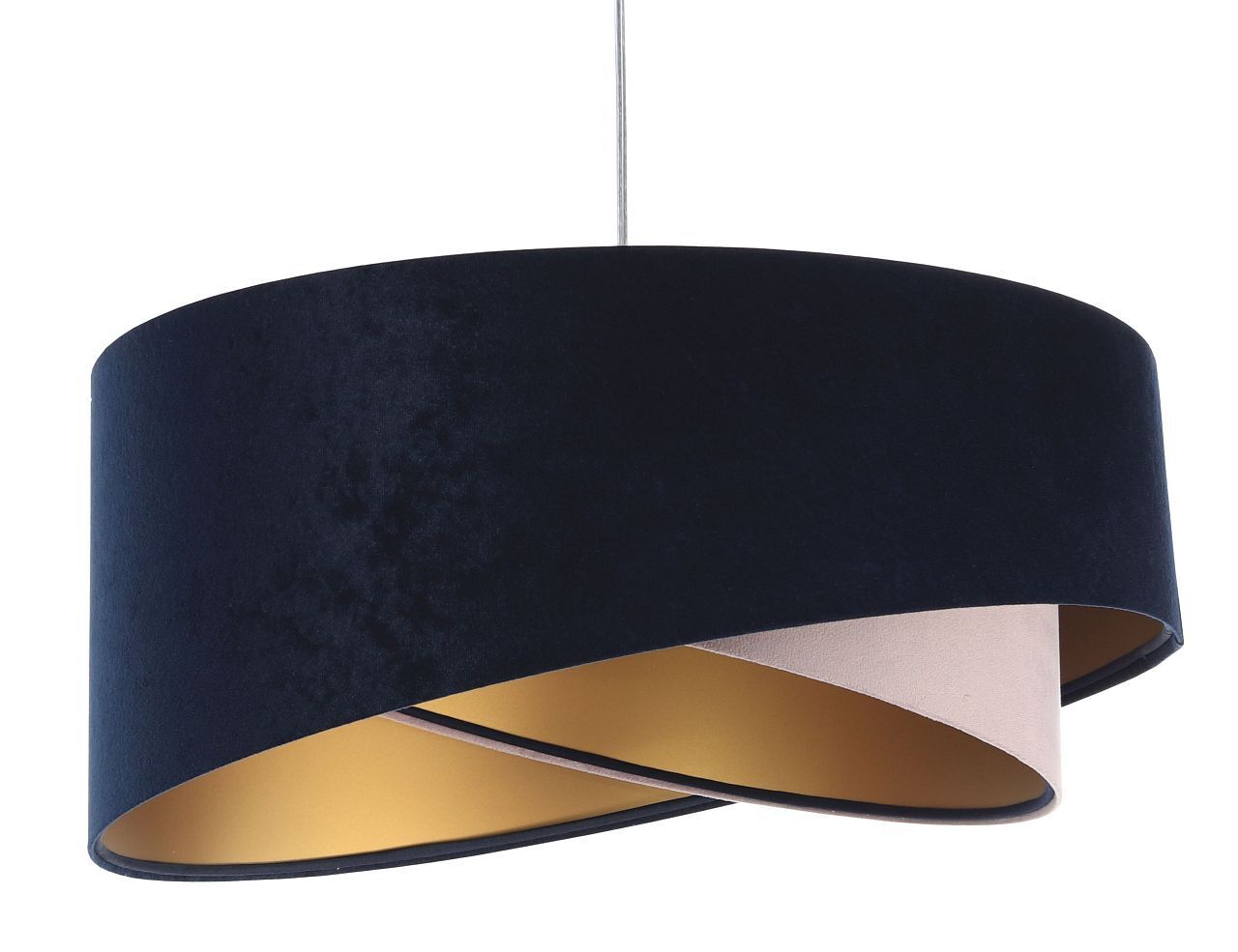 Hängelampe Stoffschirm Blau Rosa Gold E27 rund Ø 50 cm