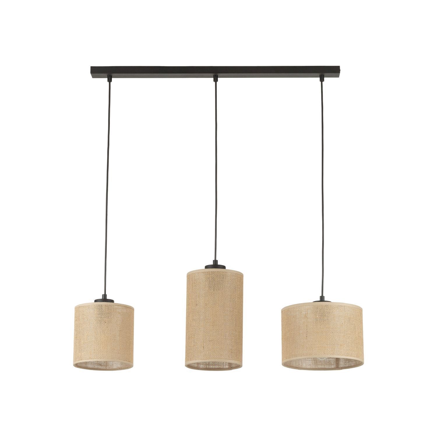 Pendelleuchte 3-flammig Stoff Metall L: 79 cm E27 Boho