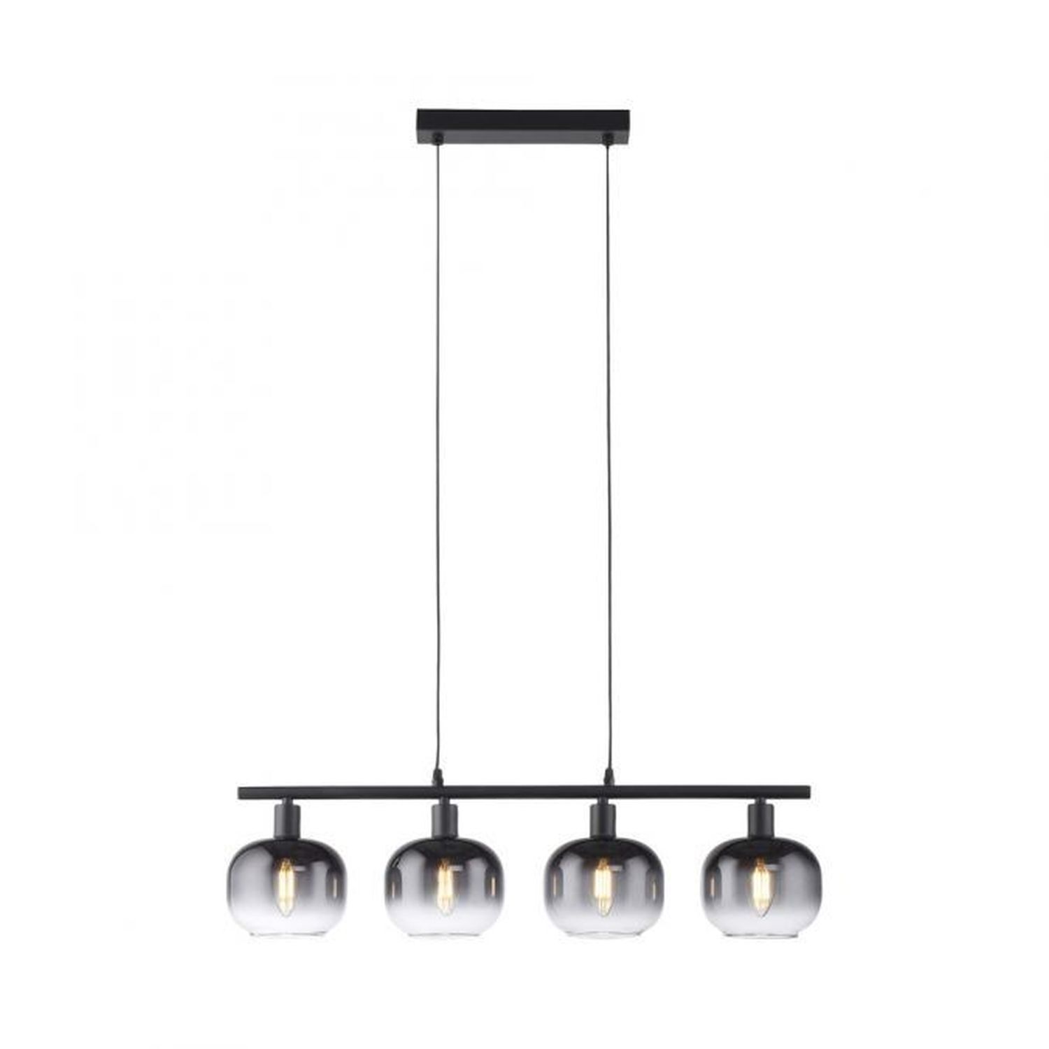 Pendelleuchte Glas Metall Rauchgrau Schwarz E14 L:68 cm