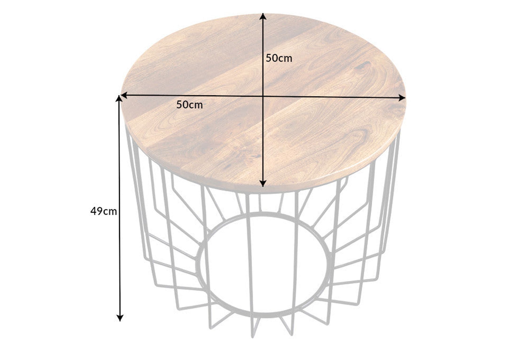 Couchtisch Mango Holz Metall Ø 50 cm rund