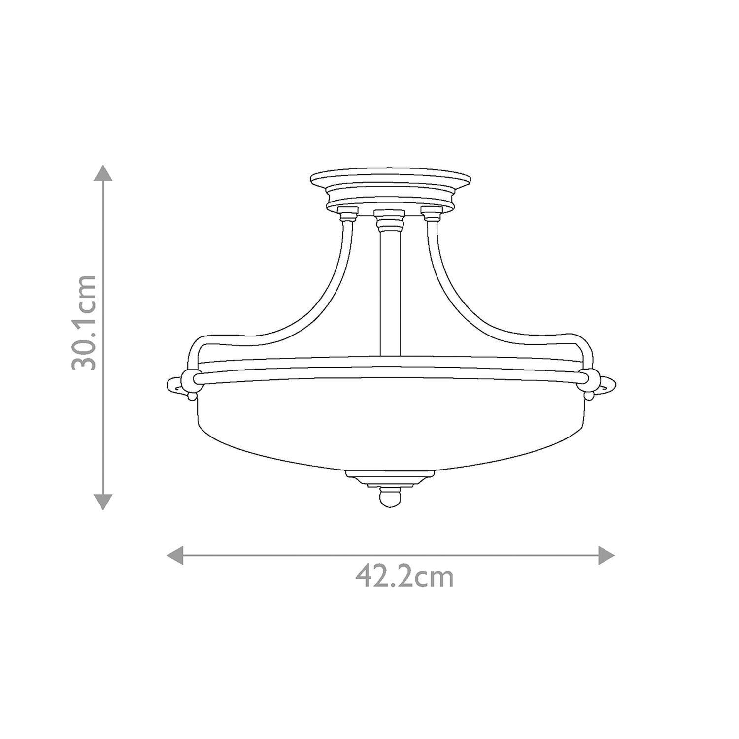 Deckenlampe Metall Glas rund D: 42,2 cm E27 3-flammig