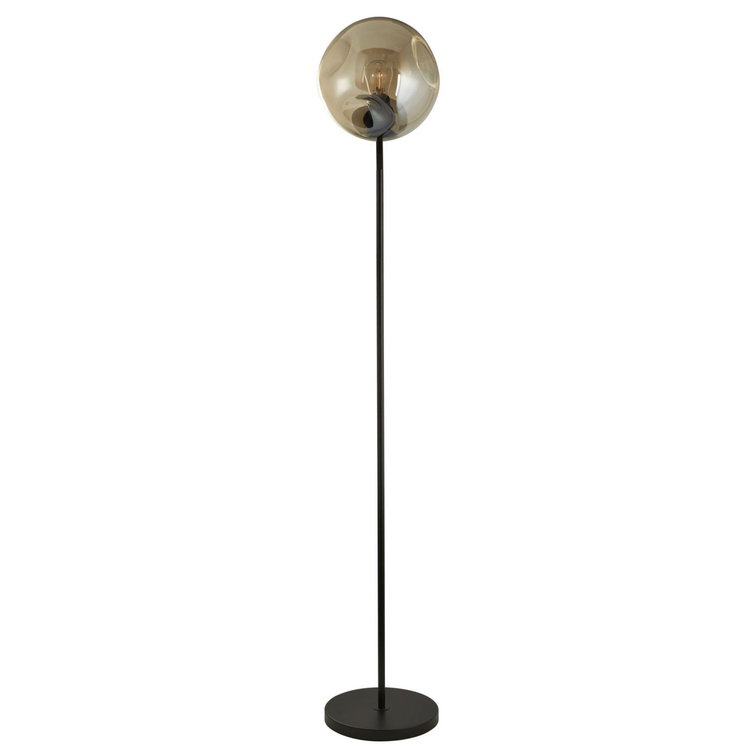 Stehlampe Schwarz Champagner E27 150 cm Glas Metall