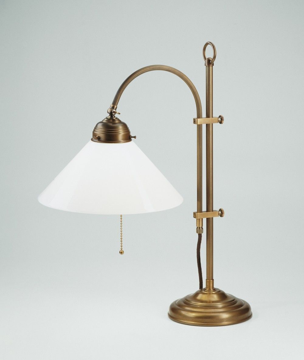 Tischleuchte Premium Messing Glas blendarm Zugschalter