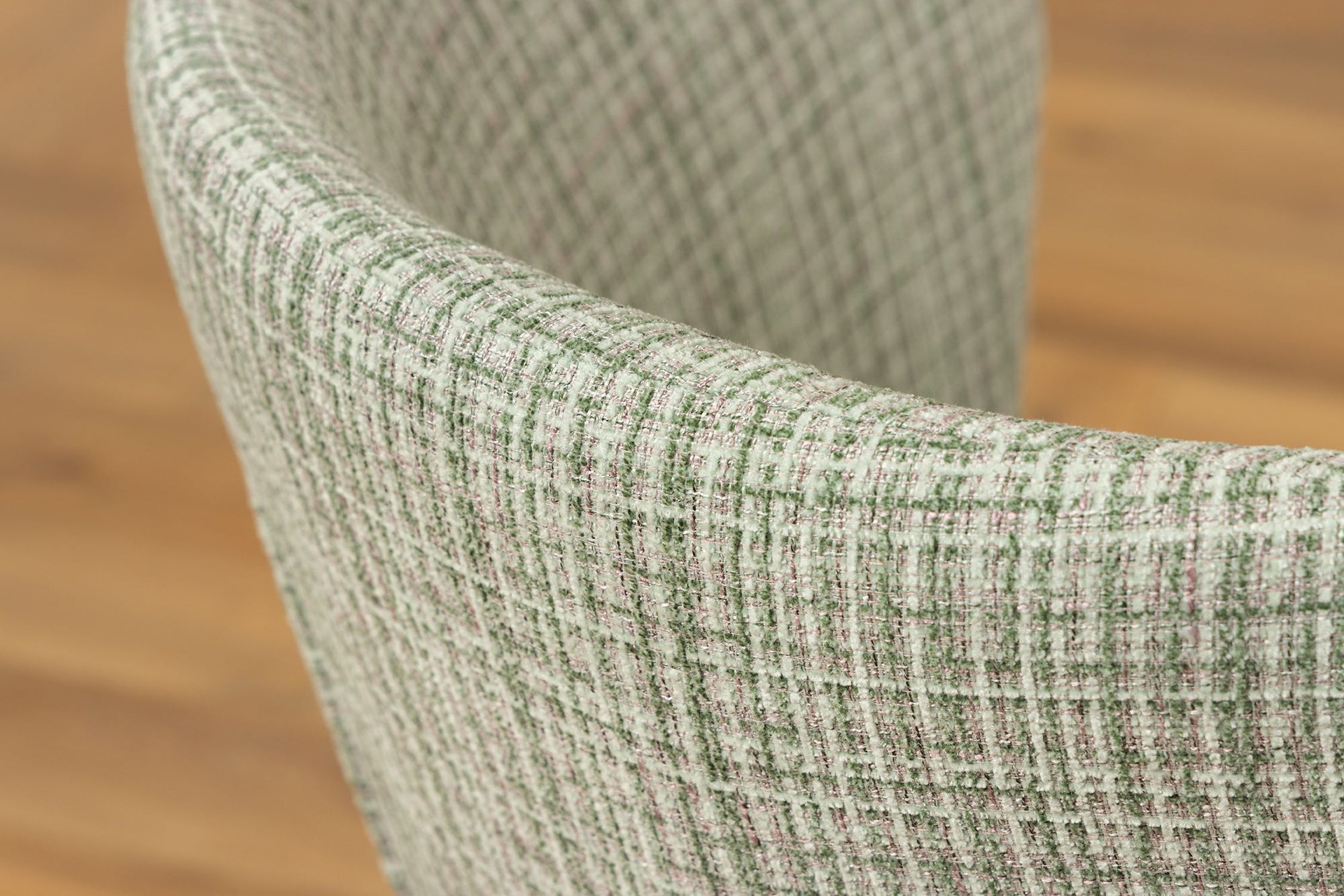 Esszimmerstuhl Bouclé in Grün Rosa kariert ohne Armlehne Gewebt, Dekoration für Zuhause, Couch, Mobiliar, Leinen