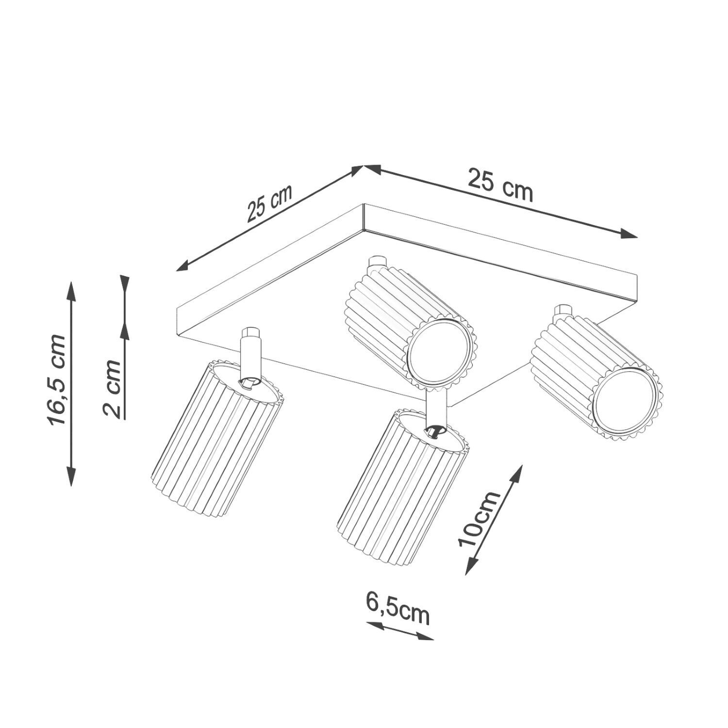 Deckenlampe Grün B: 25 cm klein schwenkbar 4x GU10 Aluminium