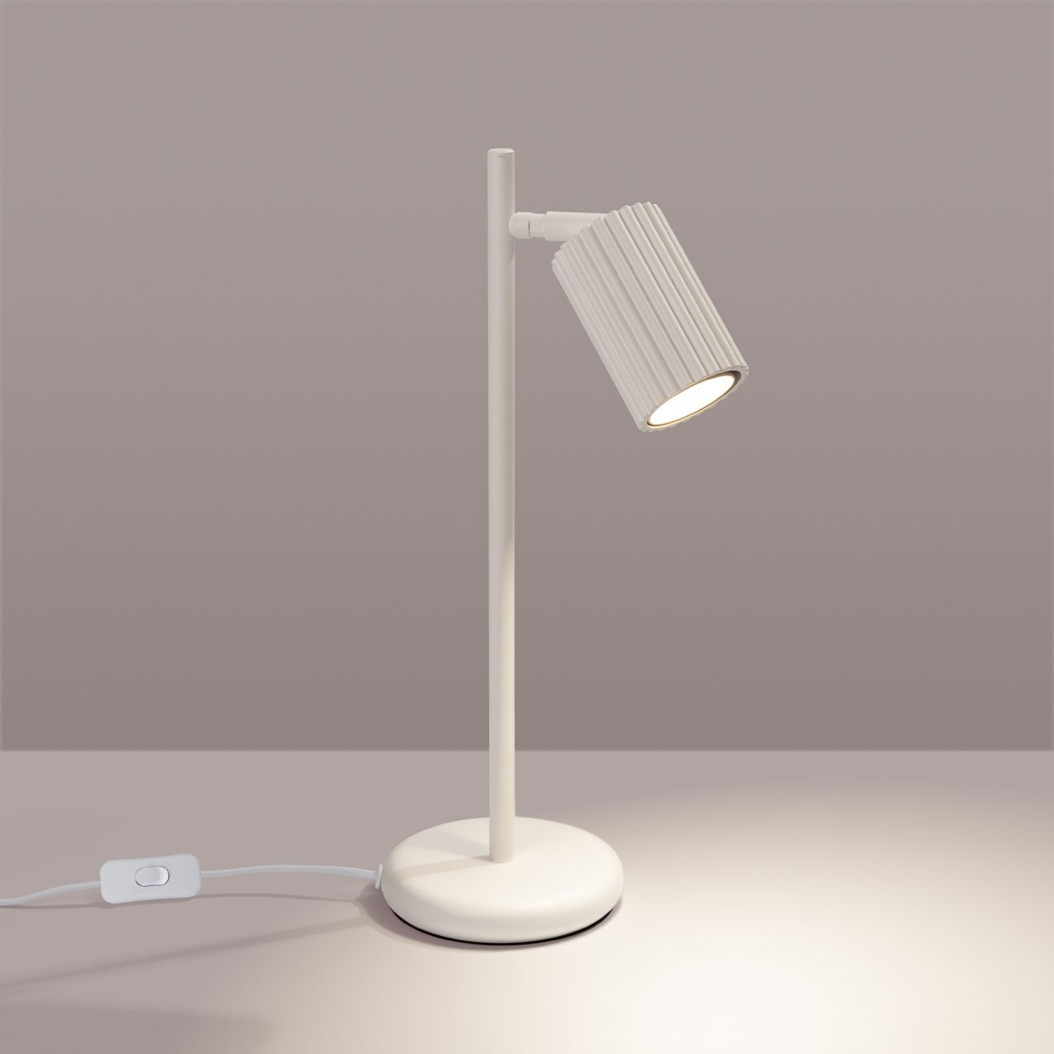Schreibtischlampe GU10 43 cm hoch in Creme Modern Aluminium
