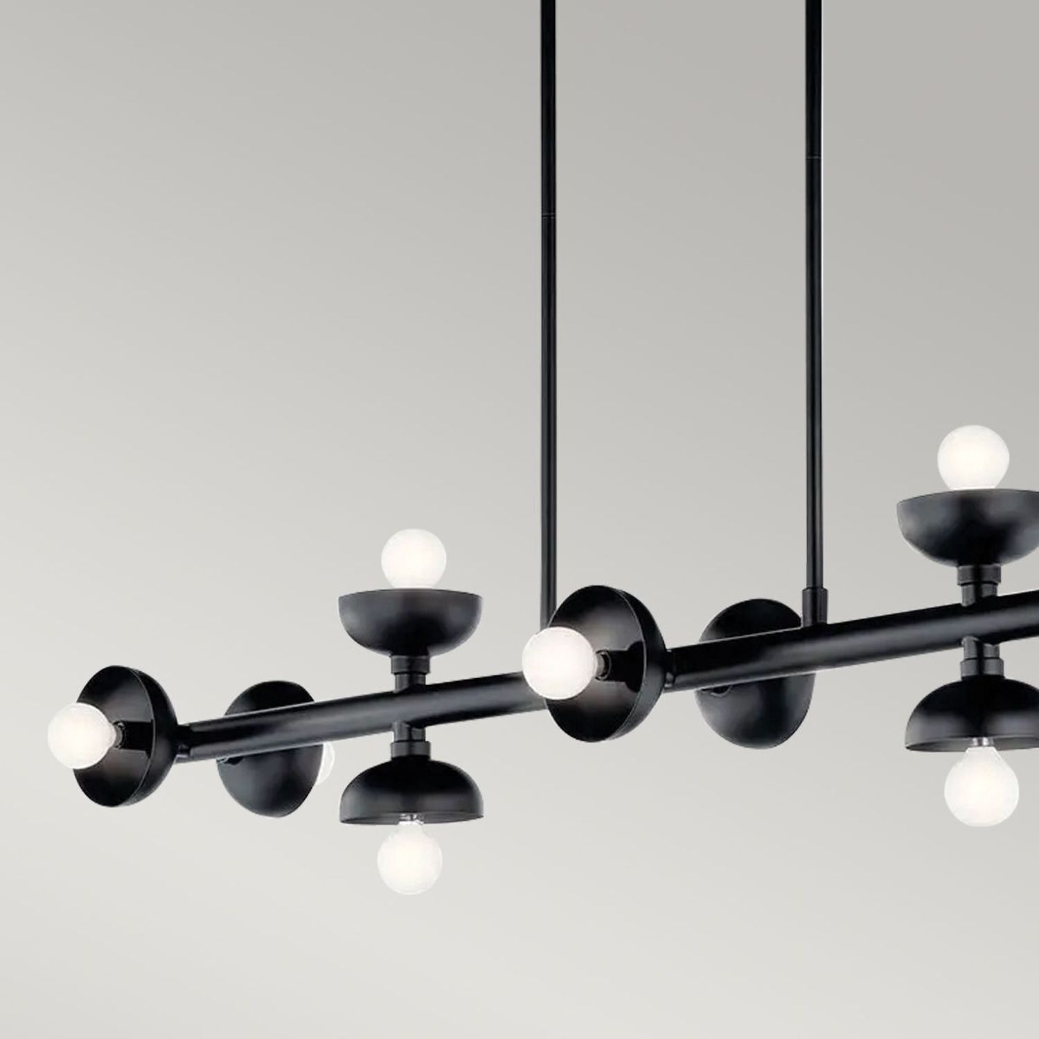 Pendelleuchte Schwarz Metall 121,9 cm lang H: max. 120 cm E14 Leuchter, Lampe, Deckenventilator, Gerät, Elektrisches Gerät