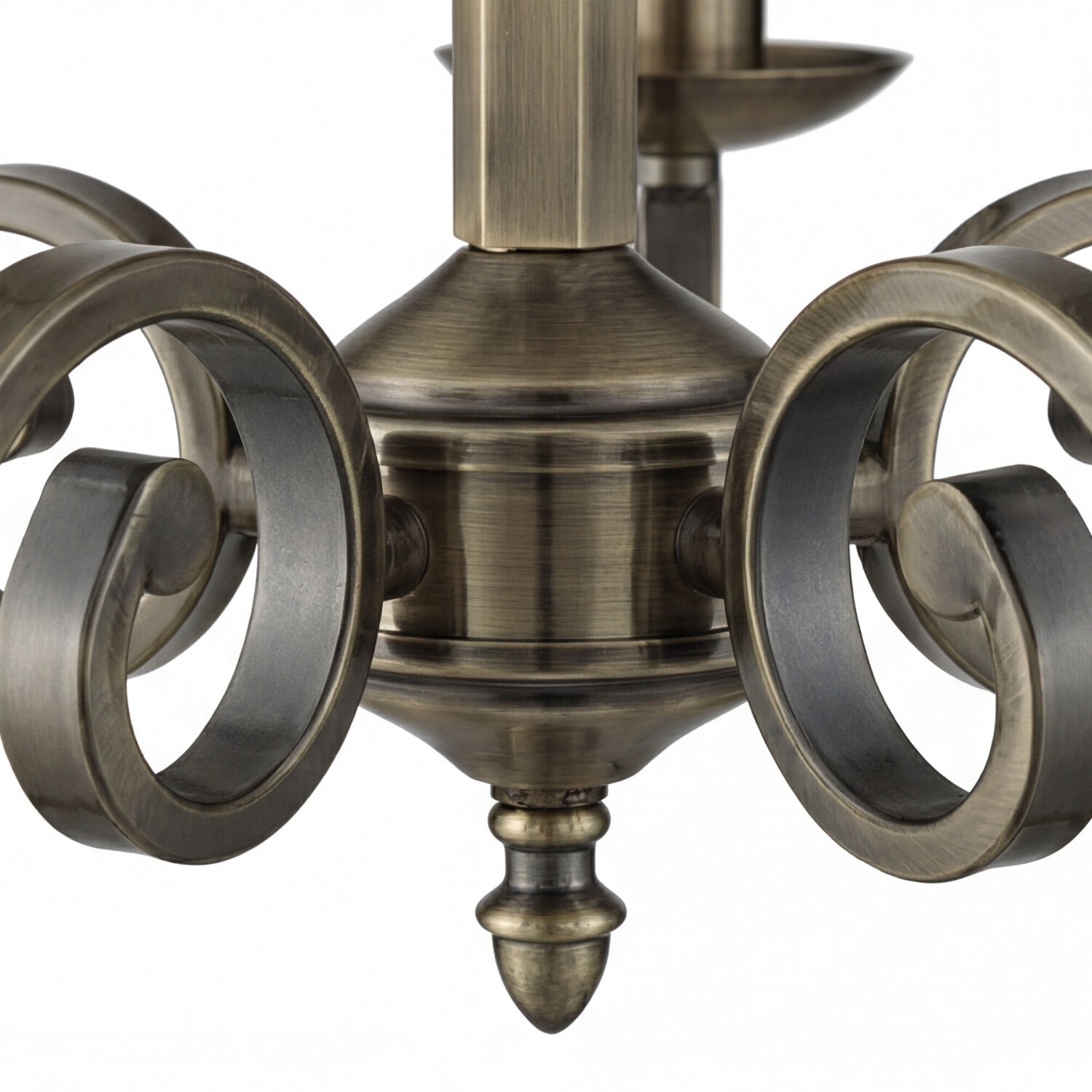 Hängeleuchte rustikal 5-flmg. Chandelier, Metall, Bronze, Gewölbte Arme, Lichtarmatur