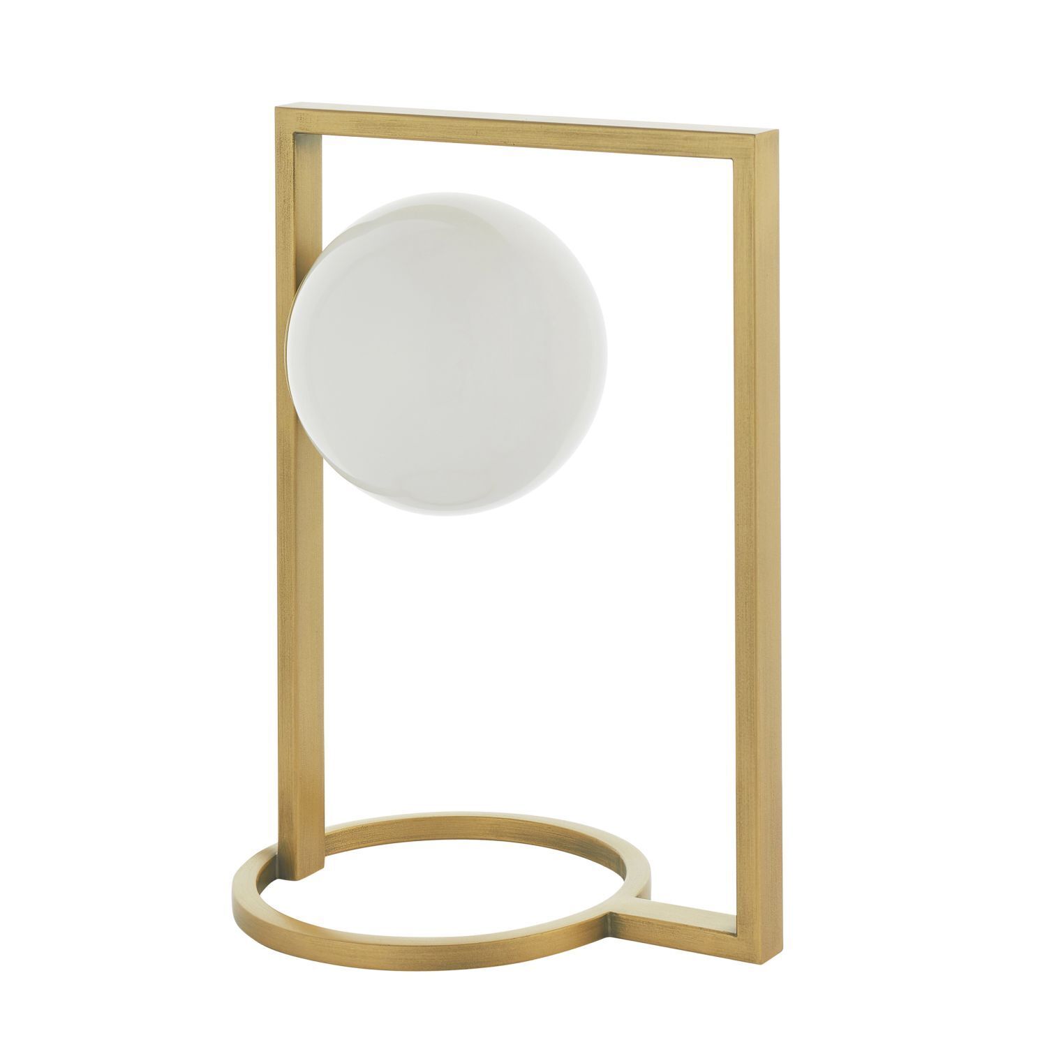 Tischlampe Glas Metall 30 cm in Gold Weiß Kugelschirm G9