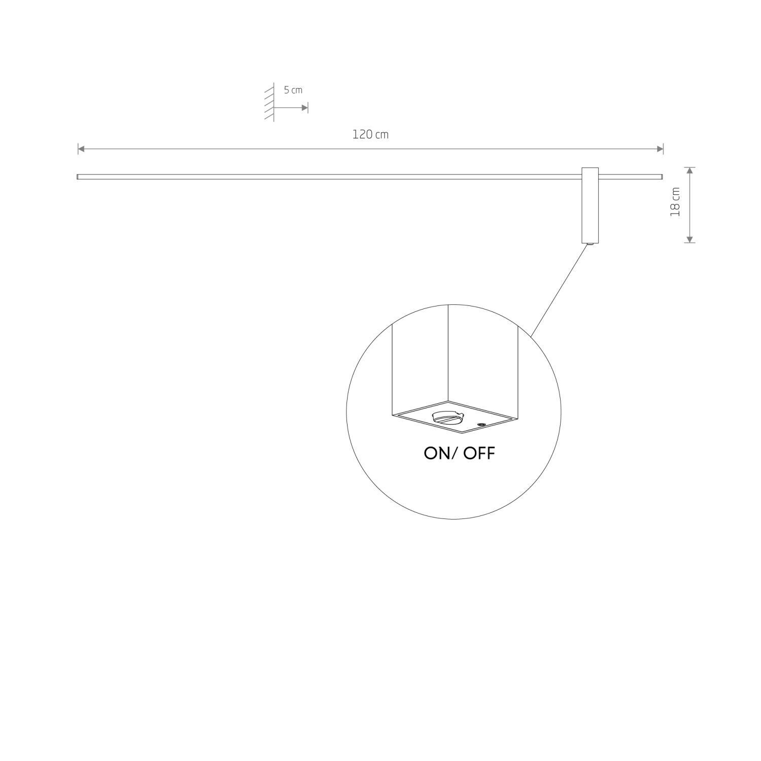 LED Wandlampe indirekt 120 cm lang Schwarz 4000 K