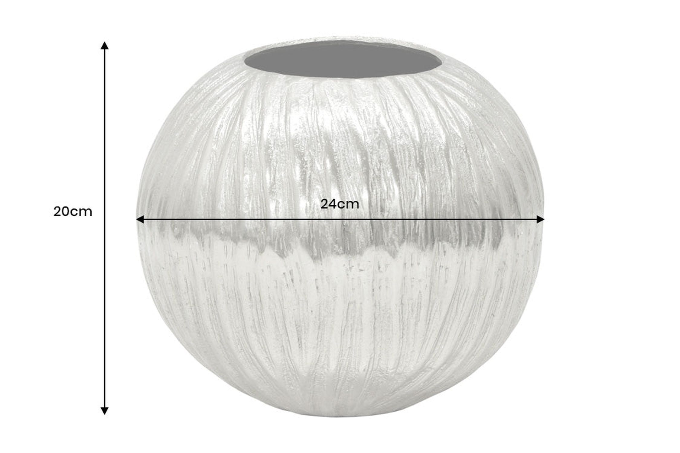 Dekovase rund Ø 24 cm in Silber Handarbeit Hammerschlag Unikat Krug, Lampe, Töpferei, Lampenschirm, Vase