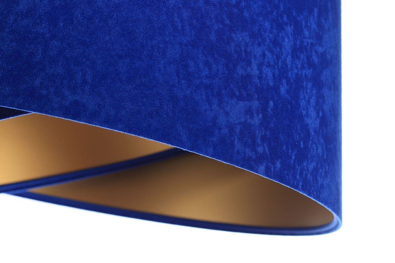 Pendelleuchte E27 rund Ø 50 cm Blau Gold Stoff Velours Optik