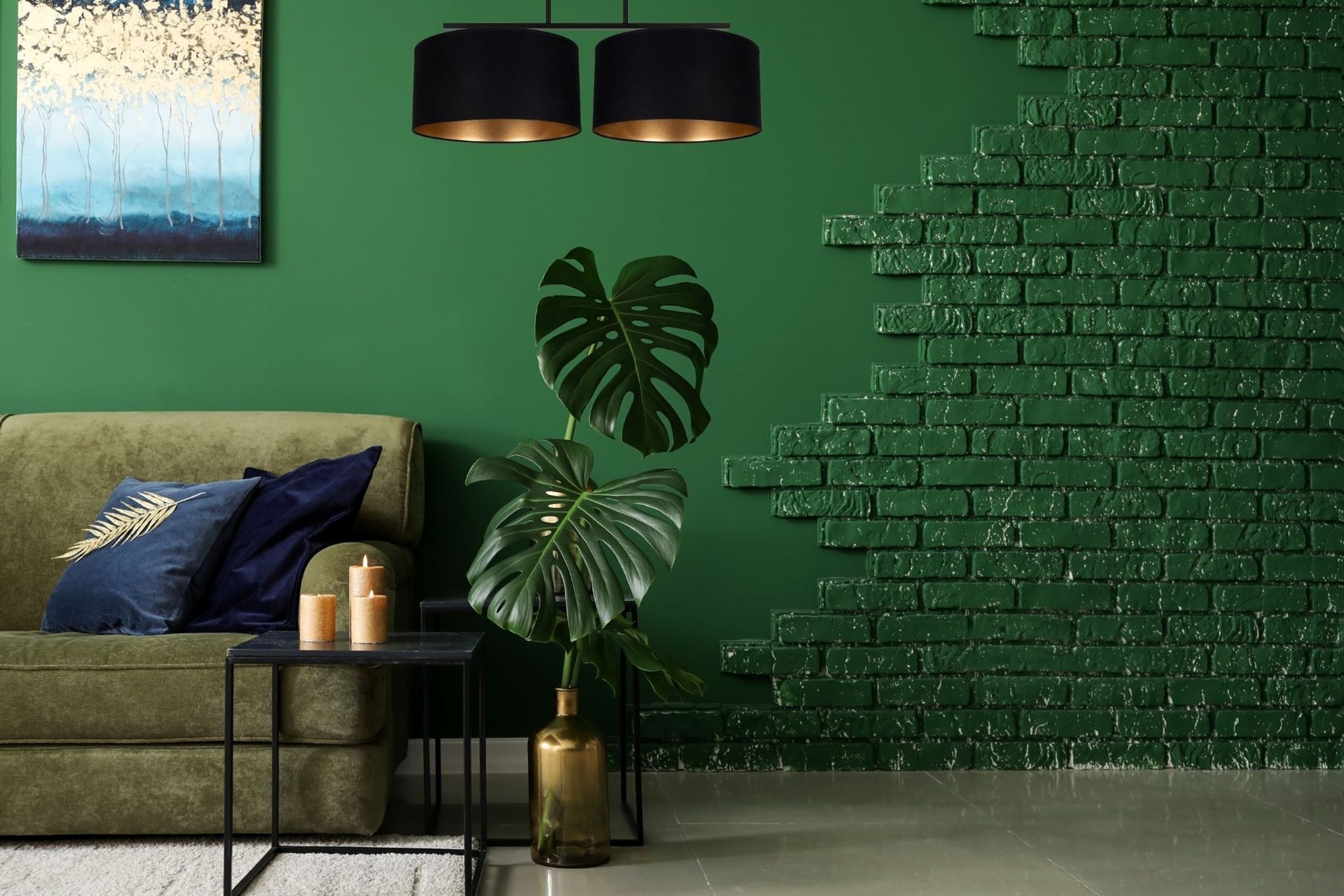 Sofa, Grün, Monstera, Kissen, Kamimatte