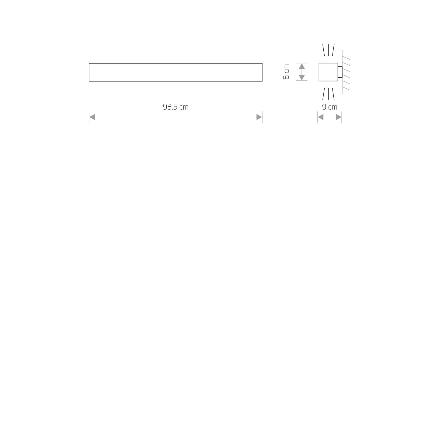 Wandleuchte Up Down 93,5 cm lang Grau 3000 K 2300 lm T8 LED