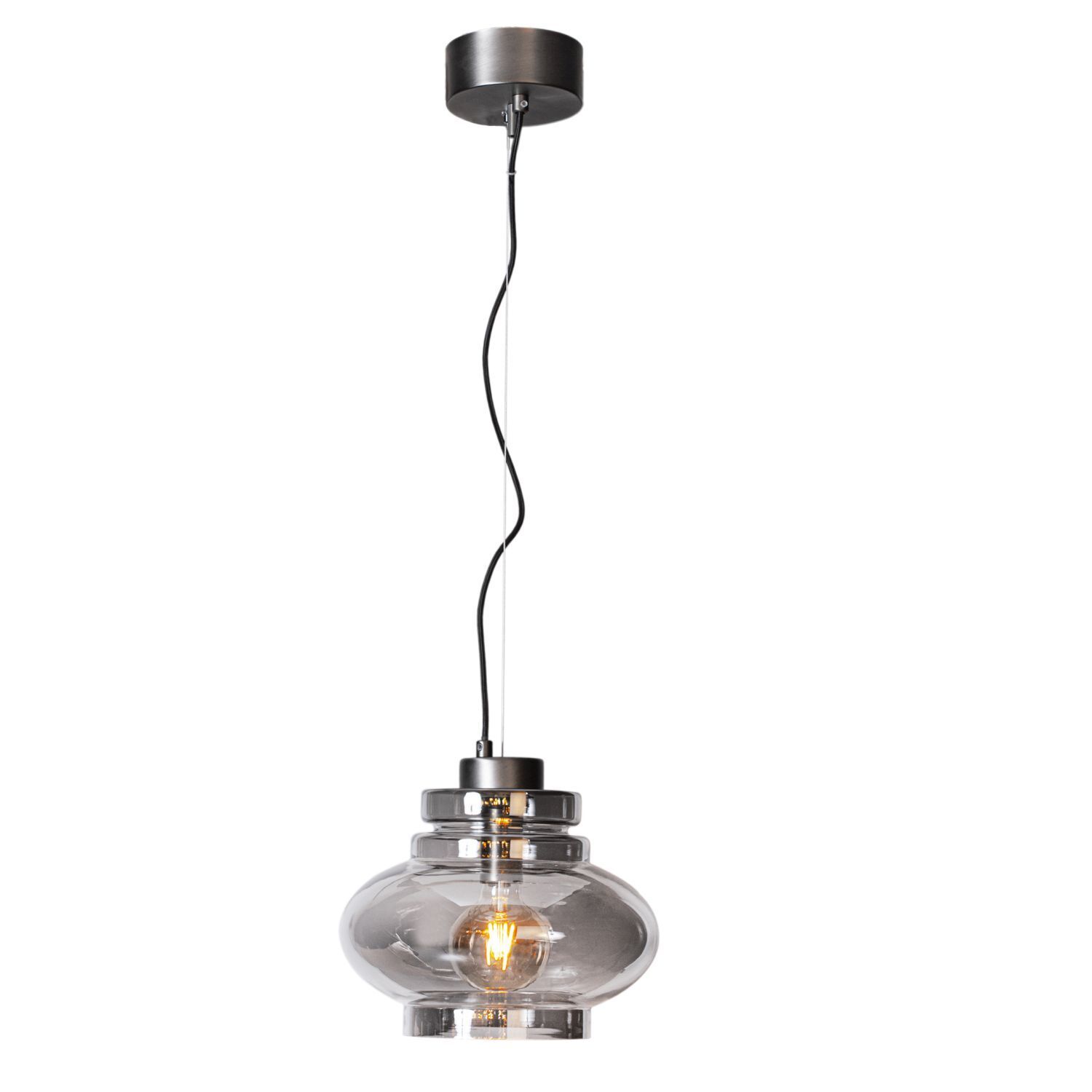 Hängelampe Rauchglas 30 cm breit H: max. 140 cm verstellbar