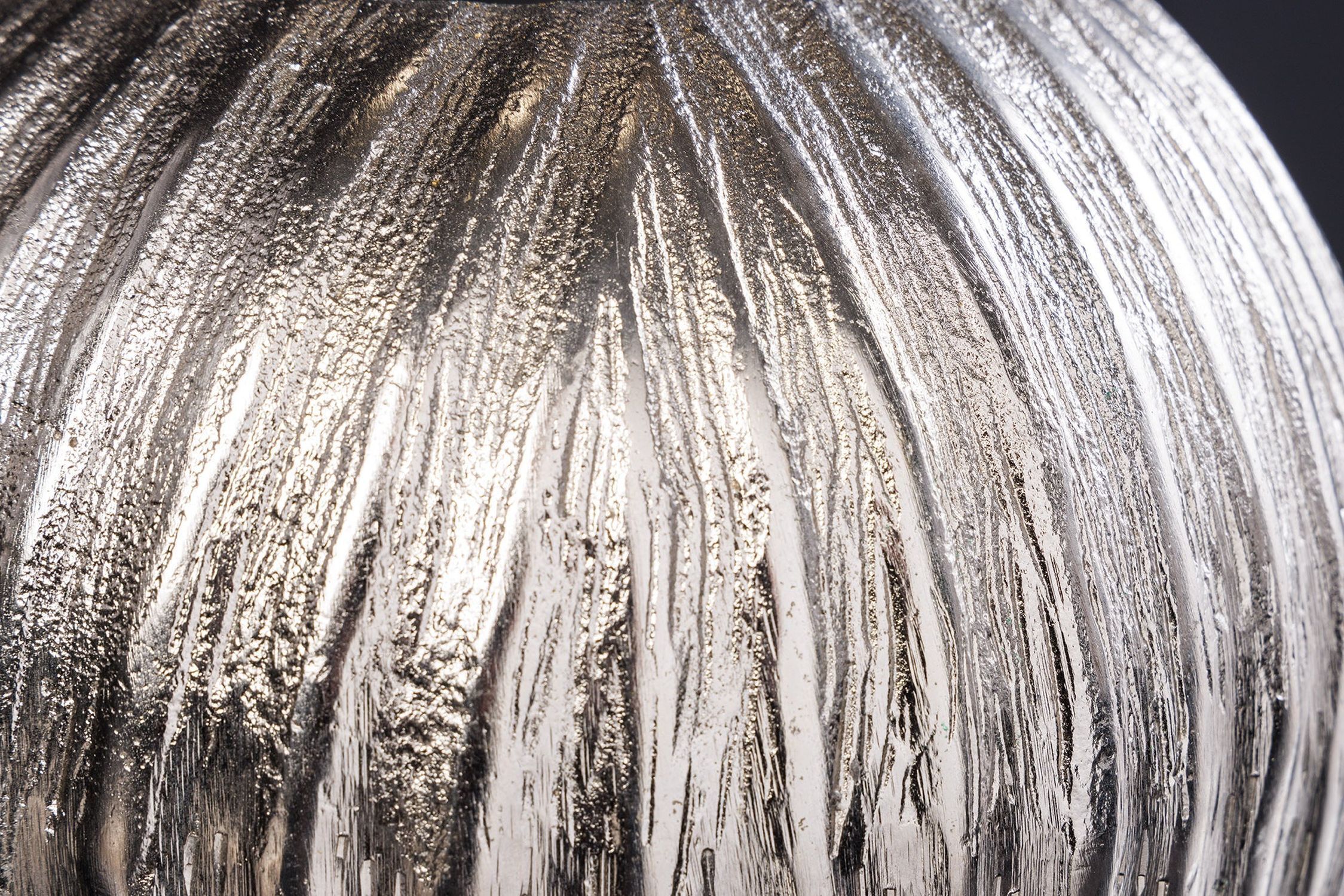 Dekovase rund Ø 24 cm in Silber Handarbeit Hammerschlag Unikat Aluminium, Wasser