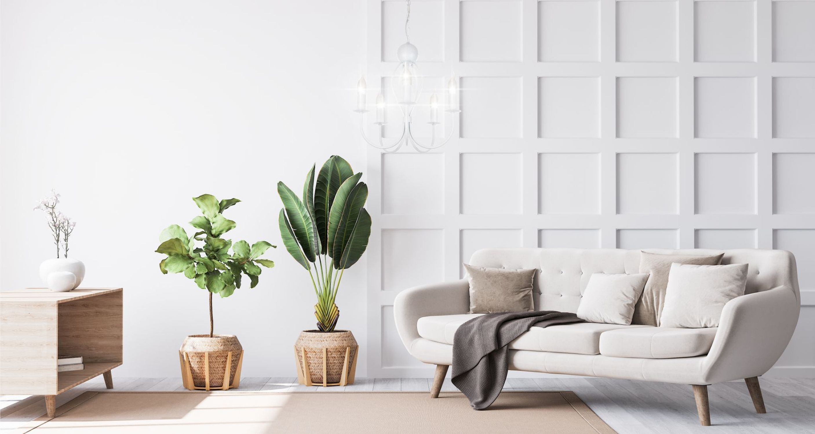 Weißer Kronleuchter Metall 5-flammig E14 Klassisch Pflanze, Dekoration für Zuhause, Innenarchitektur, Wohnzimmer, Topfpflanze